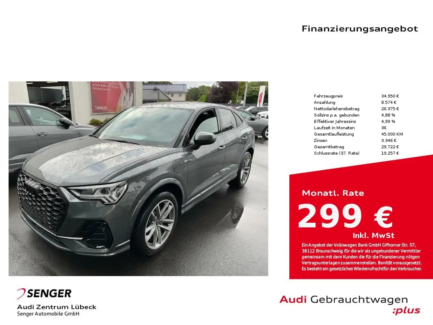 Audi Q3 Sportback 45 TFSI e S line S tronic Navi LED Grau - 1