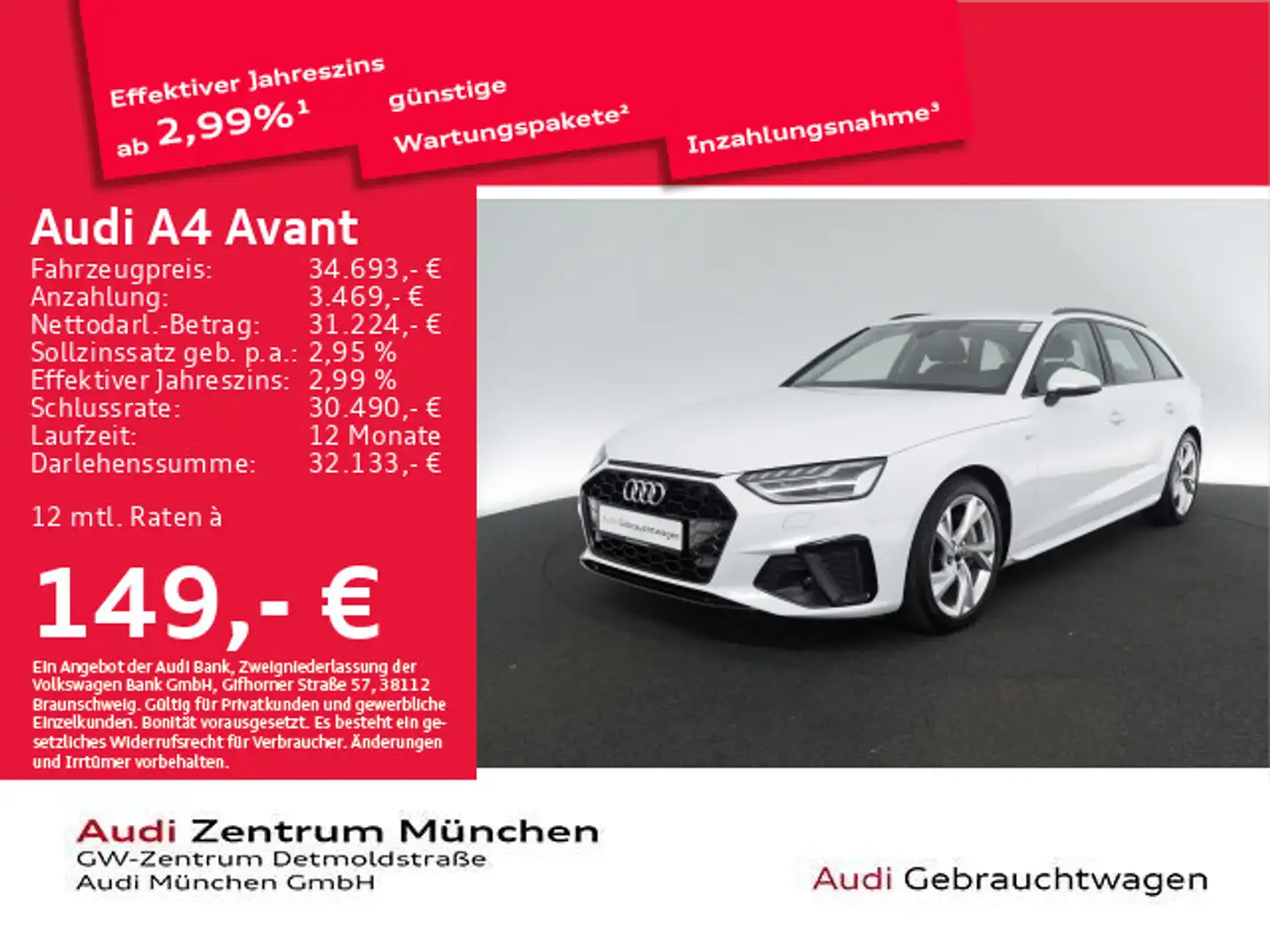 Audi A4 40 TDI S tronic S line Navi+/Kamera/Mat Blanc - 1