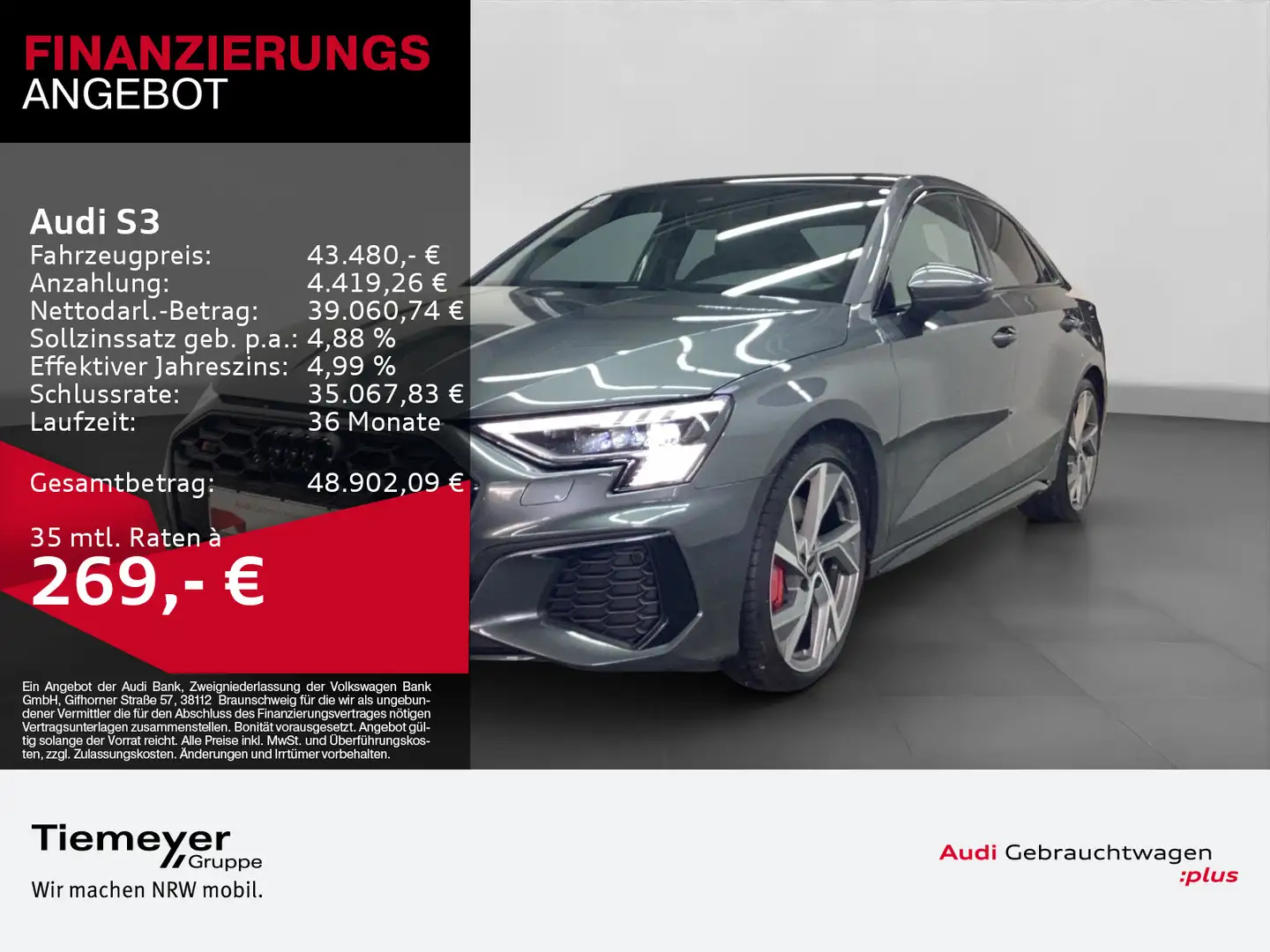 Audi S3 Limo TFSI Q MATRIX PDC+ BuO PANO Grau - 1