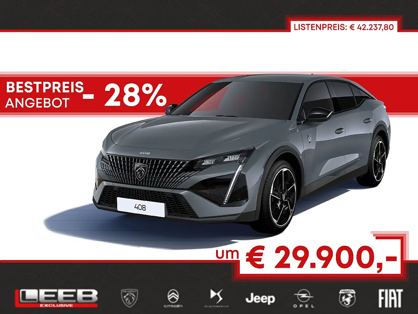 Peugeot 408 Hybrid 145 e-DCS6 GT inkl. 360° Vision Pack Grau - 1