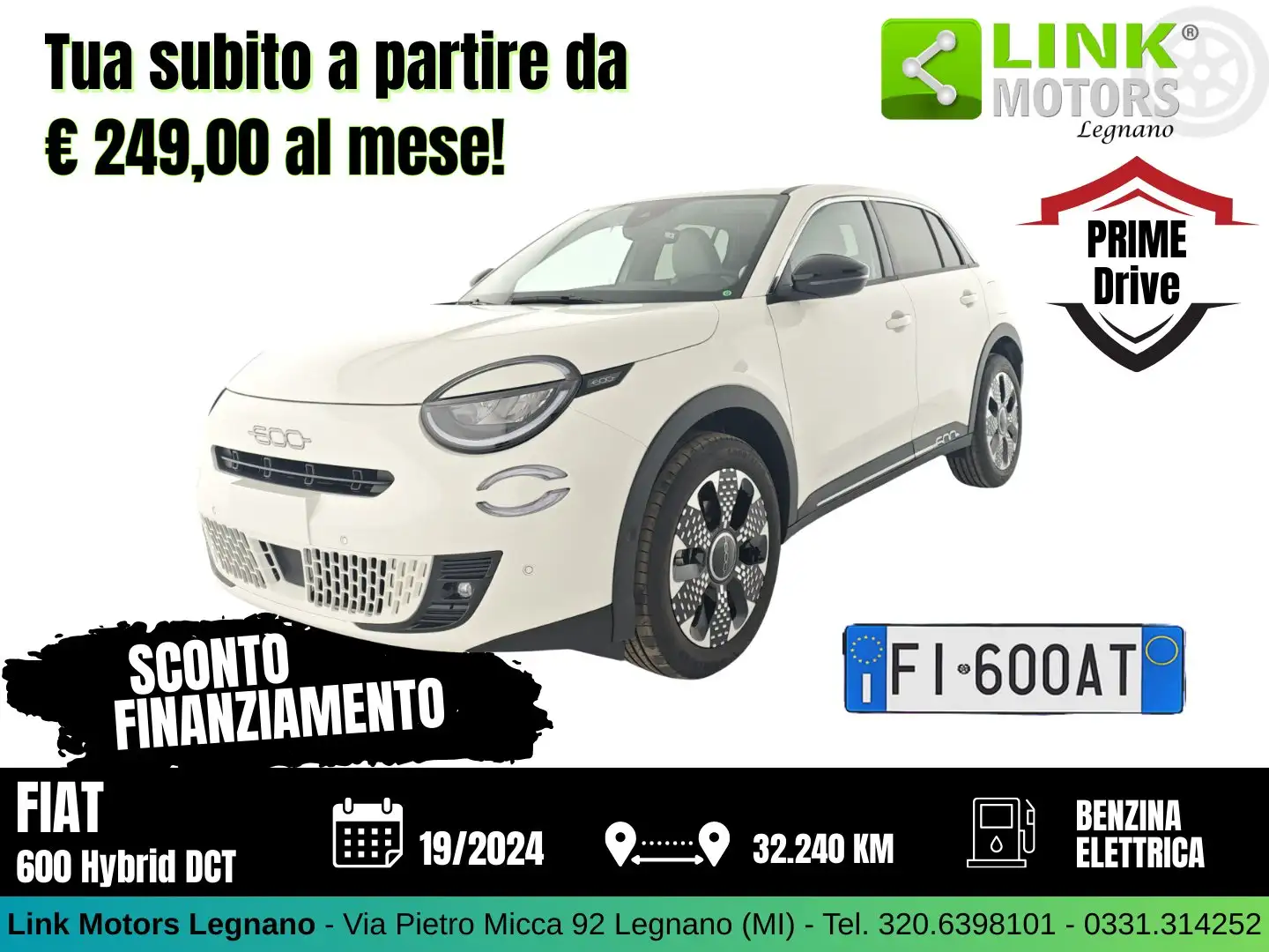 Fiat 600 600 1.2 hybrid La Prima 110cv auto Wit - 1