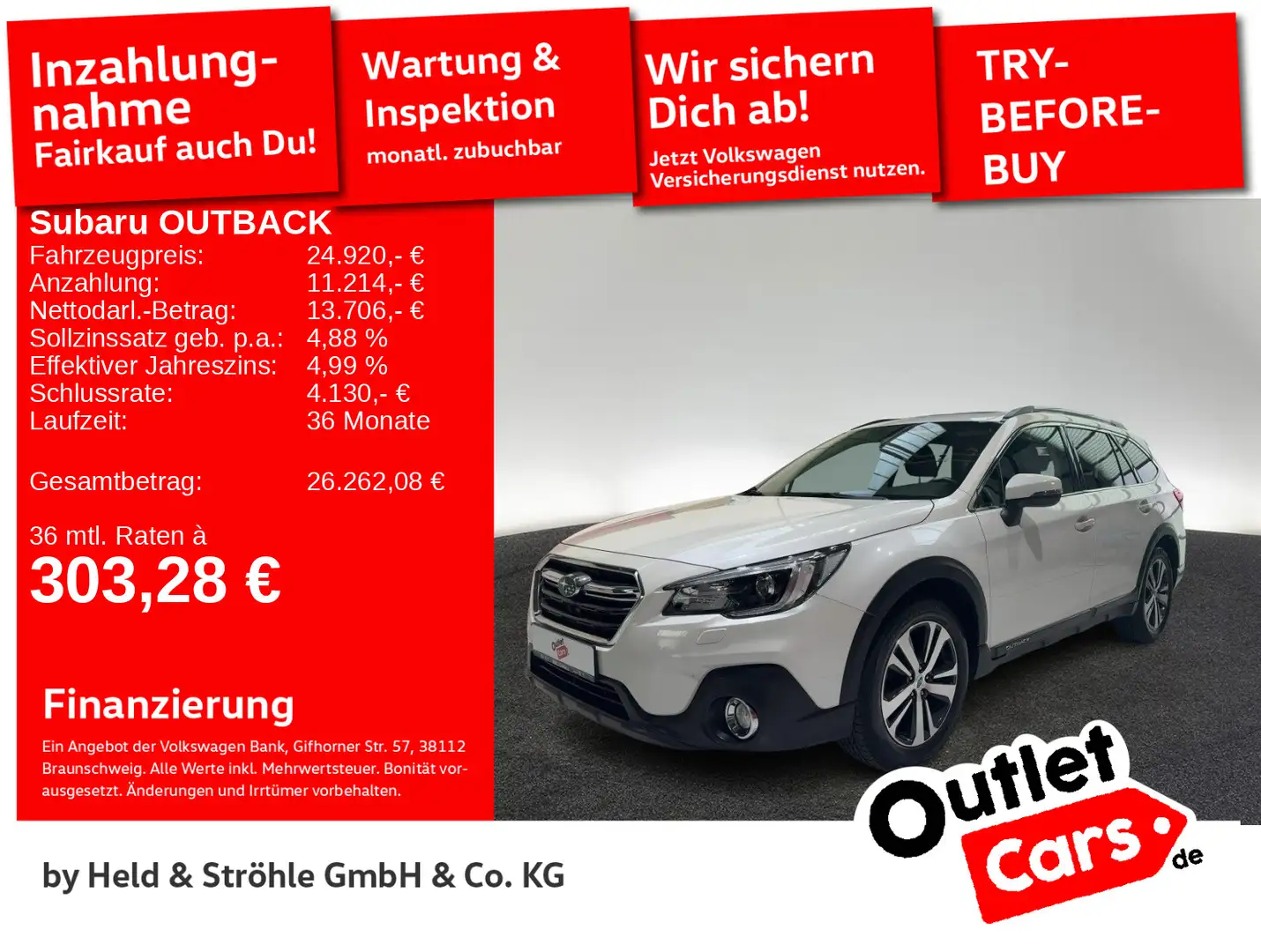 Subaru OUTBACK Outback Sport 2.5i LED NAV KAM GSD HARMAN 4xSHZ Alb - 1
