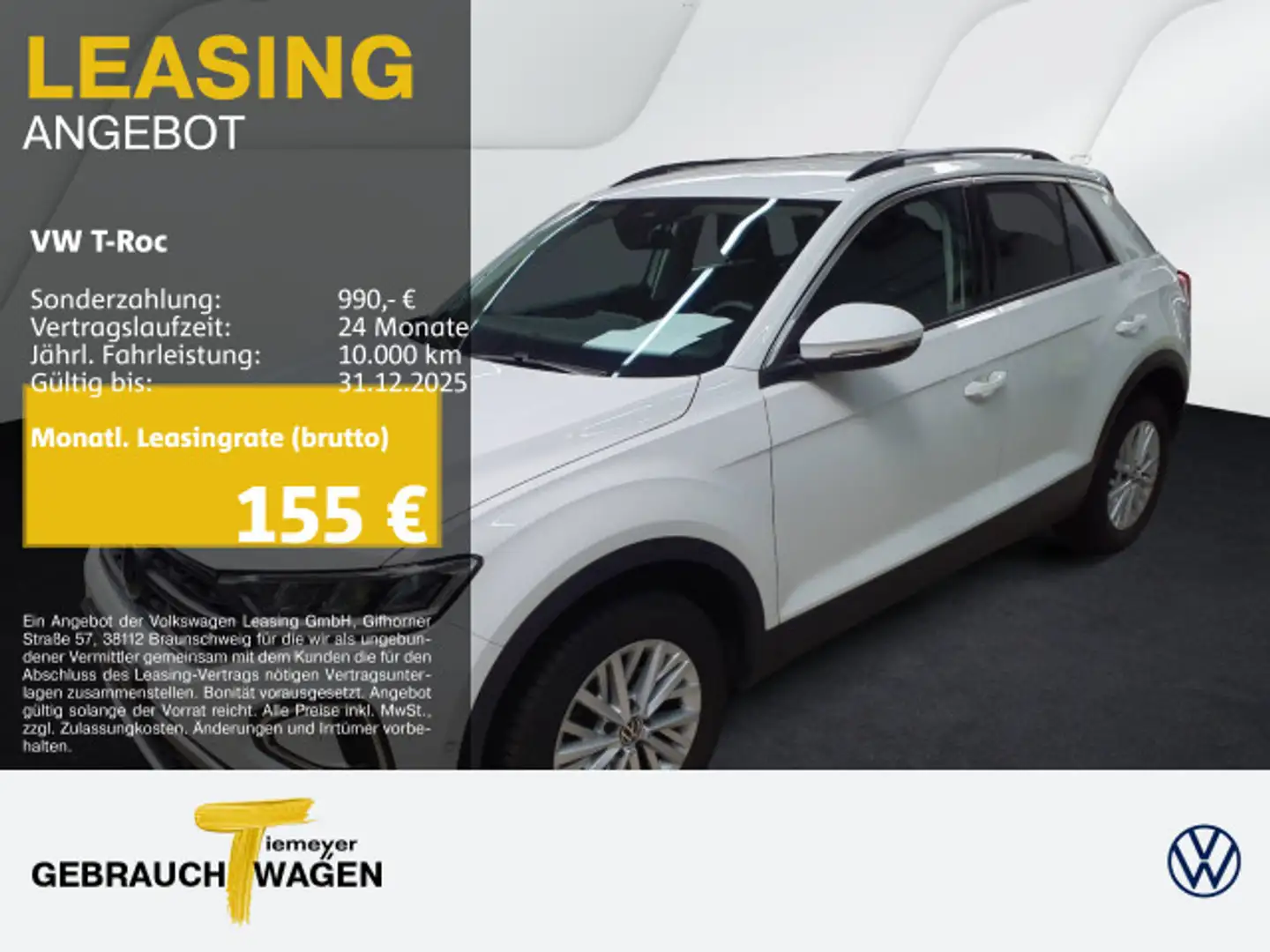 Volkswagen T-Roc 1.0 TSI LIFE NAVI SITZH PDC+ VIRTUAL Weiß - 1