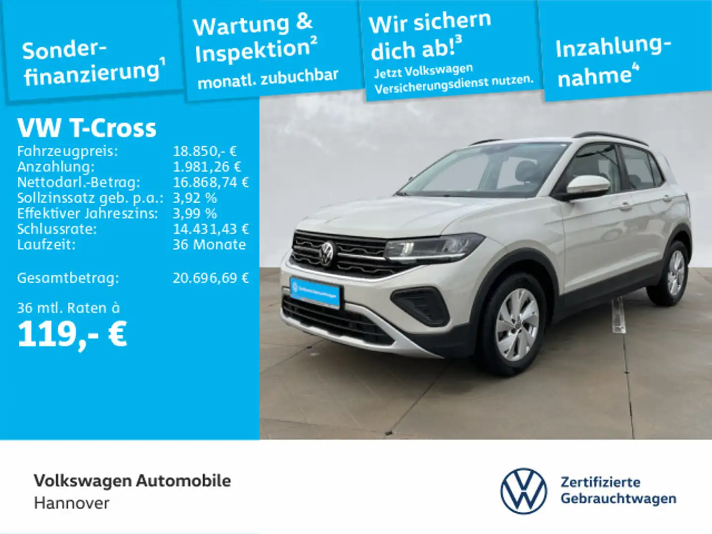 Volkswagen T-Cross 1.0 TSI Life LED DigCockpit ACC PDC SHZ Grau - 1