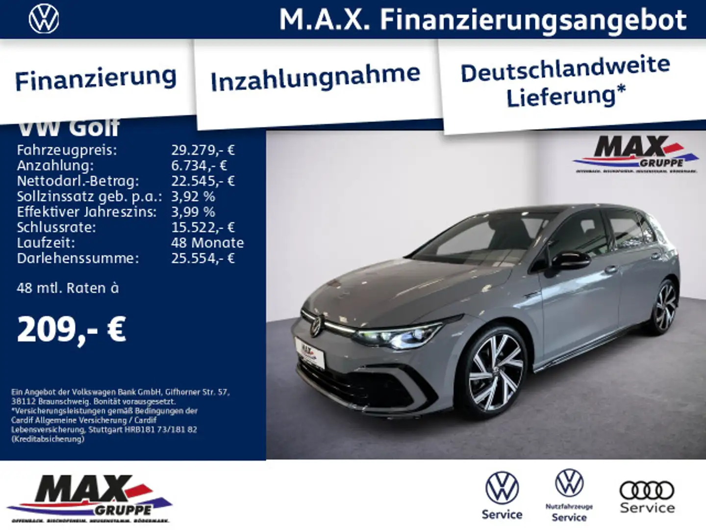 Volkswagen Golf VIII 2.0 TSI R-LINE BLACKSTYLE PANO+KAM+ACC Grijs - 1