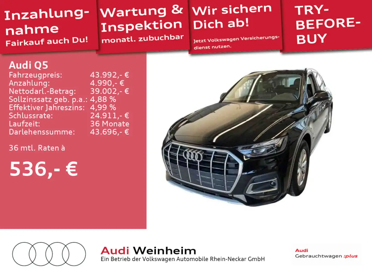 Audi Q5 50 TDI quattro Panoramadach LED Navi AHK Stan Schwarz - 1