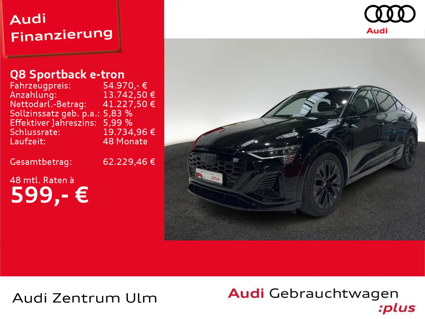 Audi Q8 e-tron Q8 e-tron Sportback S line Black 55 qu PANO HuD Schwarz - 1
