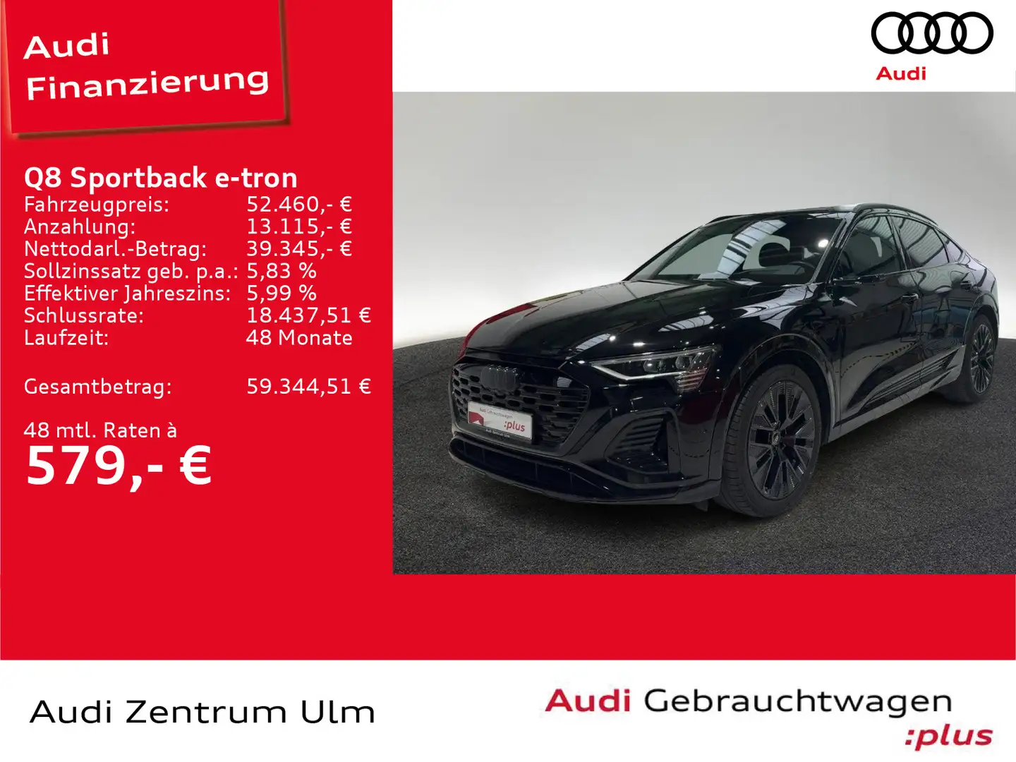 Audi Q8 e-tron Q8 e-tron Sportback S-Line Black 55 qu HuD PANO Schwarz - 1