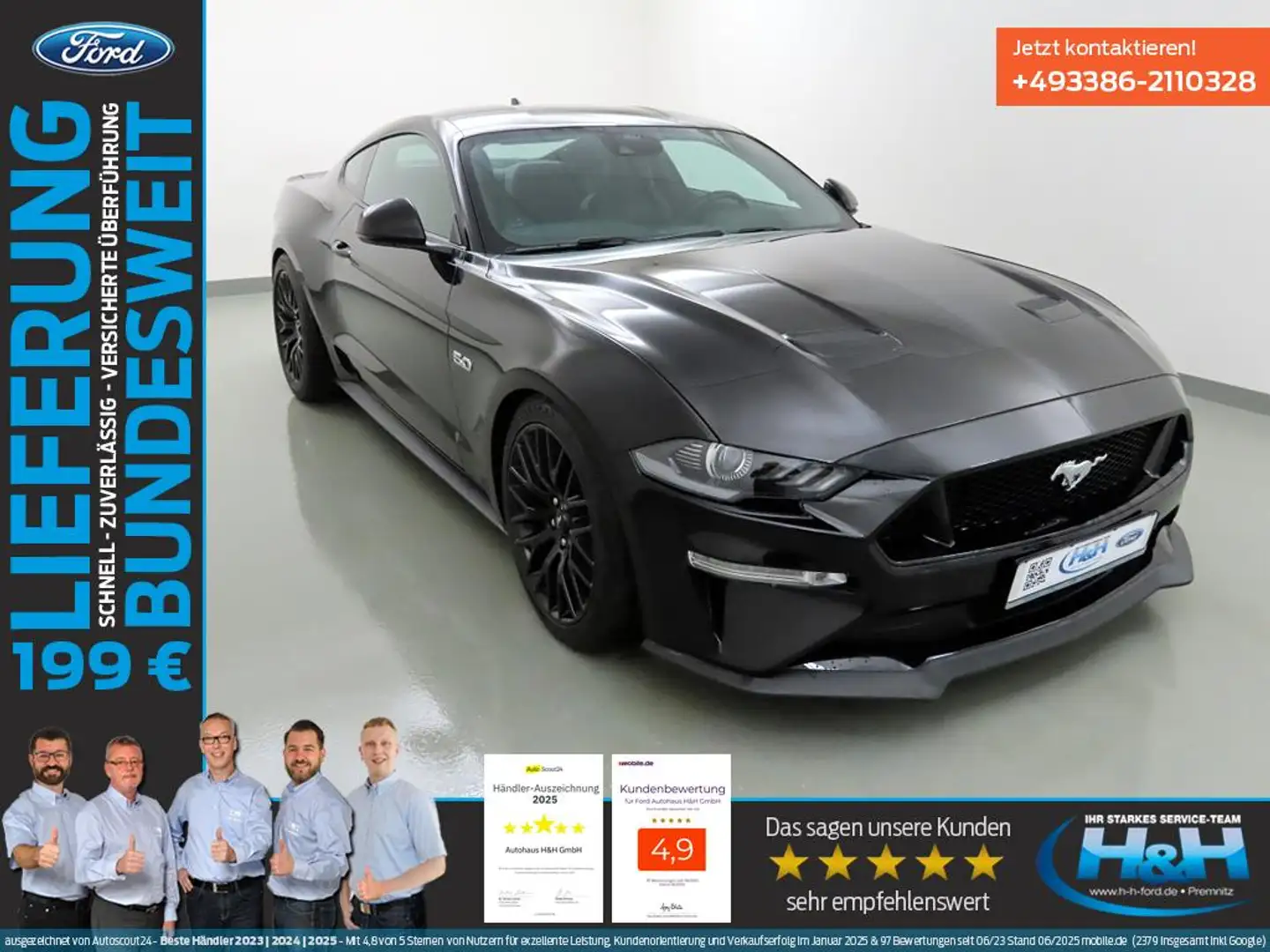 Ford Mustang 5.0 Aut. GT LED+Sitzklima+ACC+Dashcam Schwarz - 1