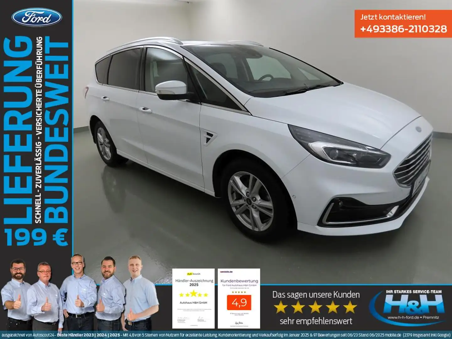 Ford S-Max 2.5 Hybrid Titanium LED+ACC+FrontKam+AHK Weiß - 2