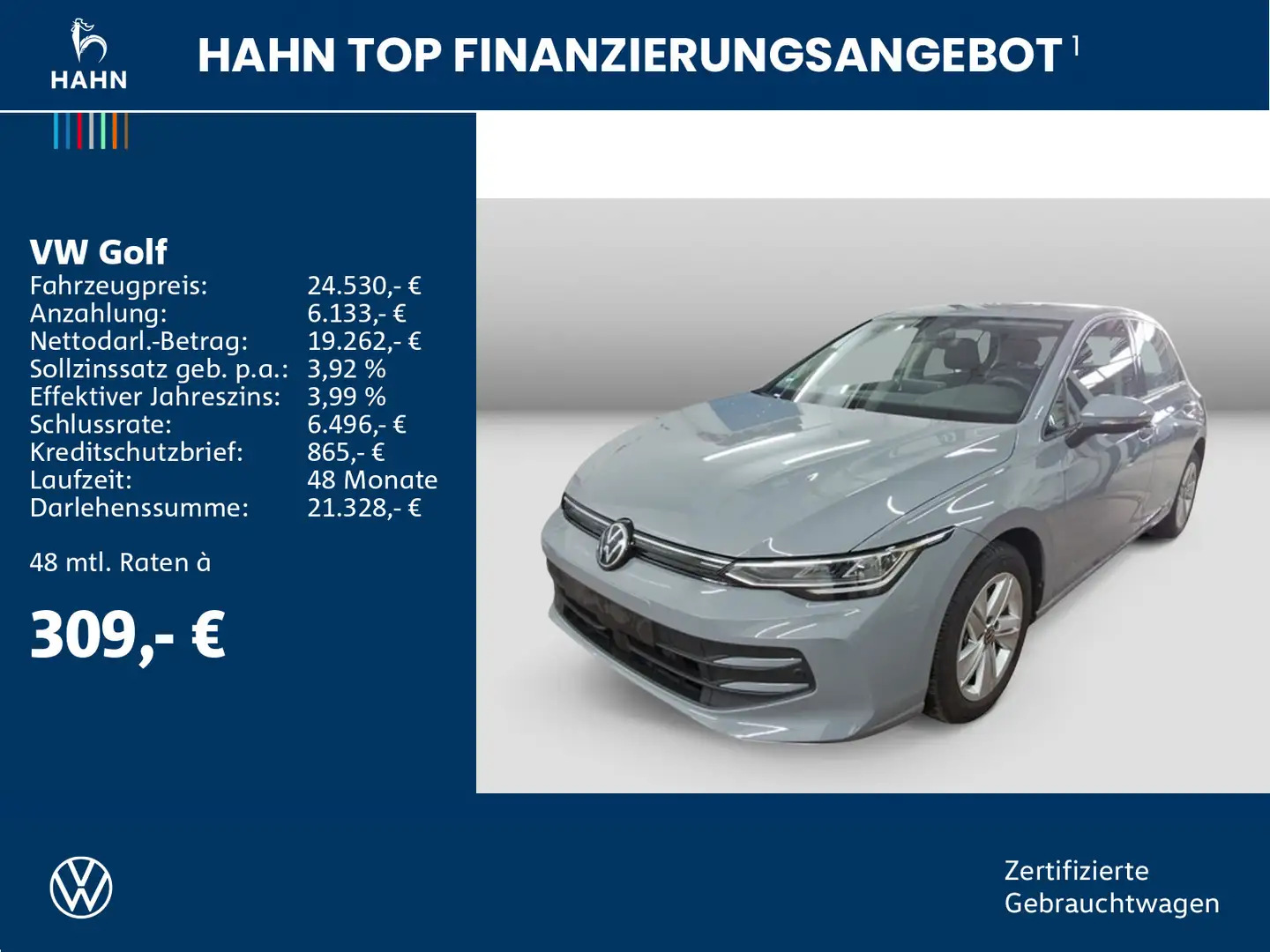 Volkswagen Golf VIII 1.5TSI Life LED Standh Nav ACC APP PDC Grijs - 2