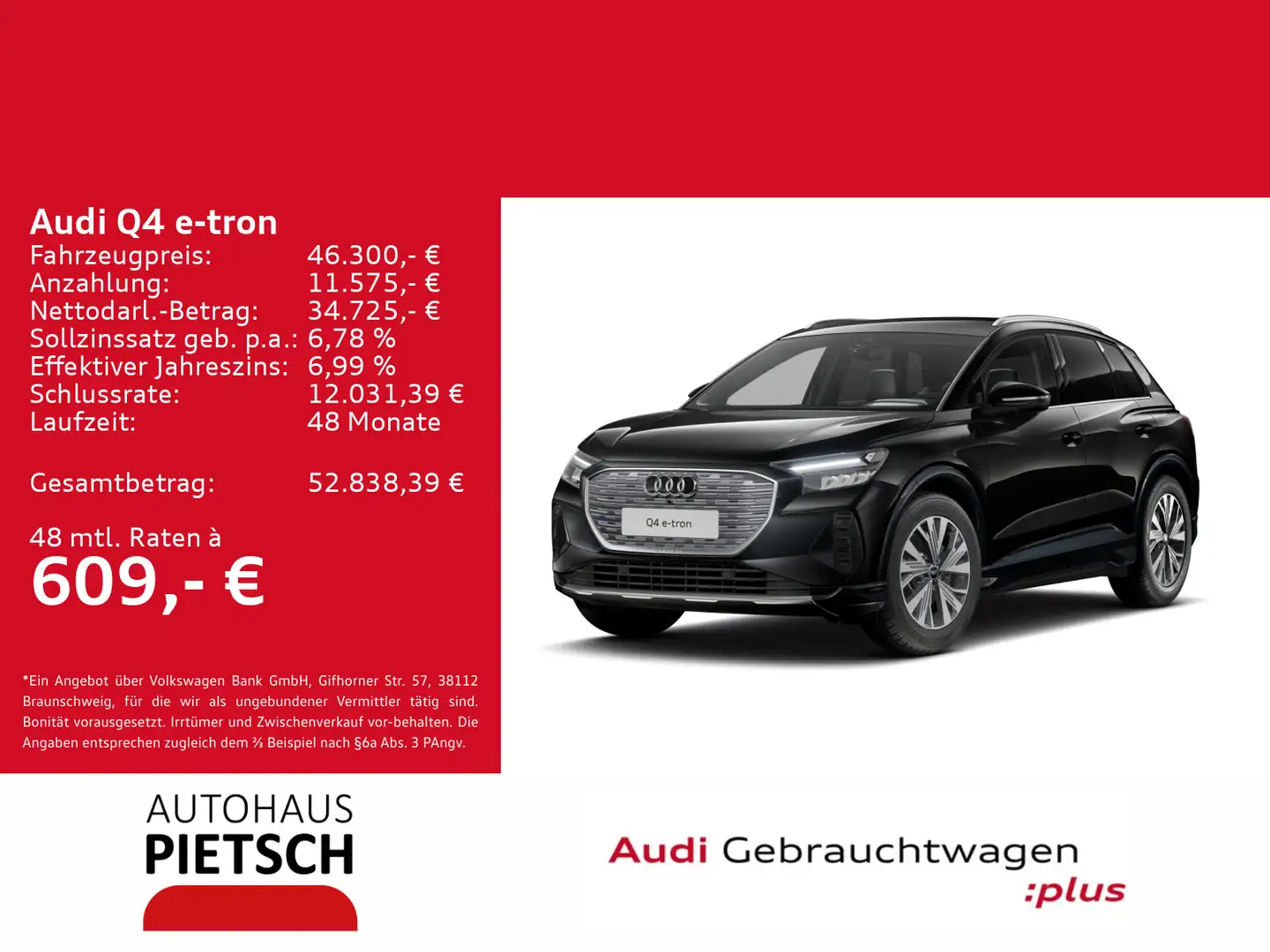 Audi Q4 e-tron 55 quattro 77kWh AHK Assitenz plus Schwarz - 1