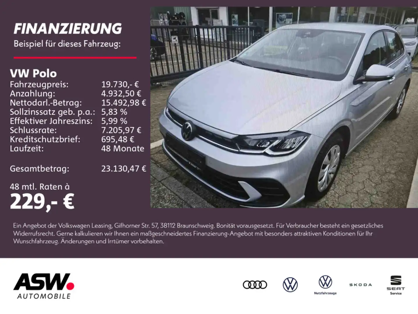 Volkswagen Polo Life 1.0 TSI DSG LED Klimaanlage PDC Silber - 1