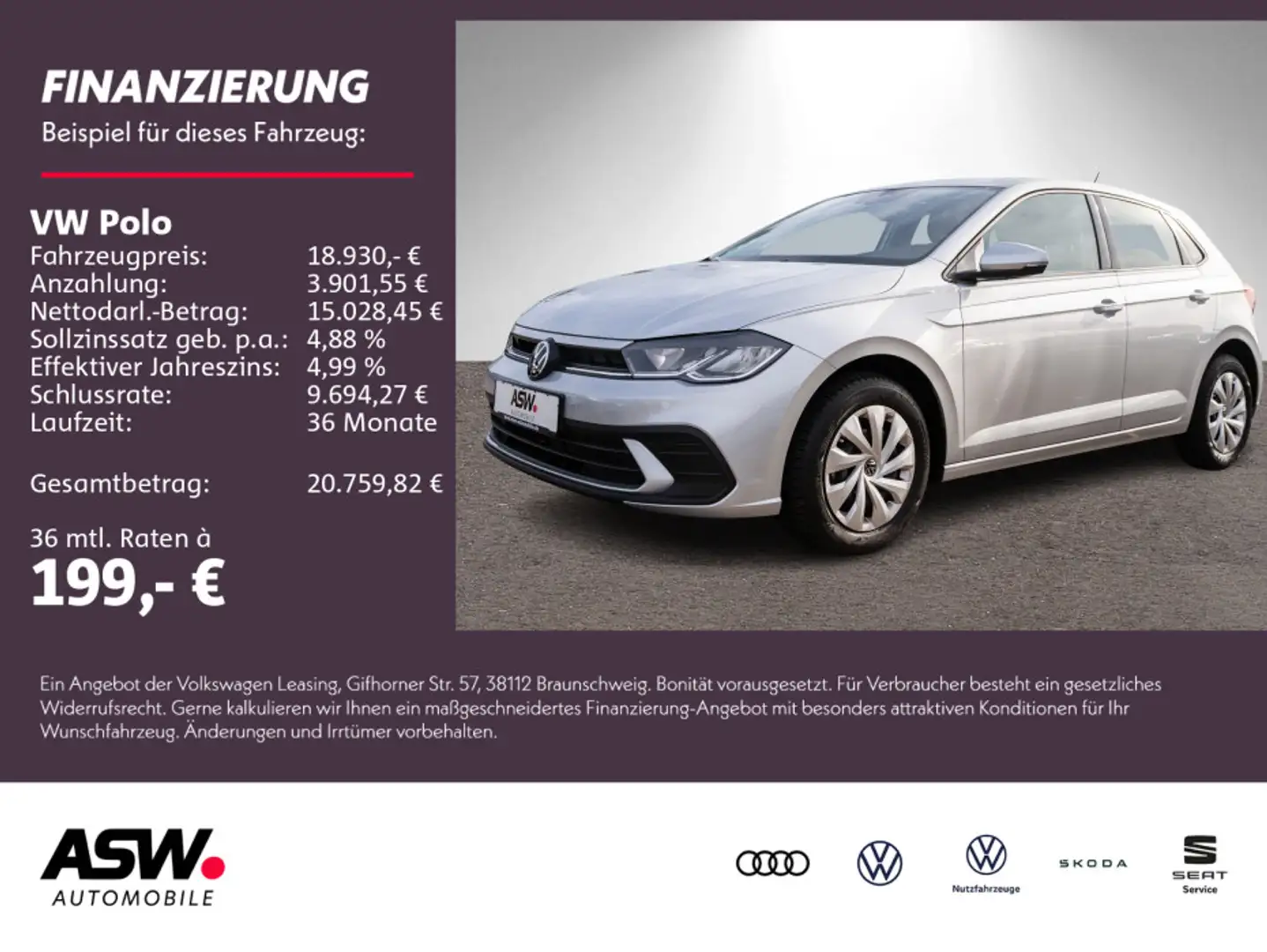 Volkswagen Polo Life 1.0 TSI DSG LED Klimaanlage PDC Argent - 1