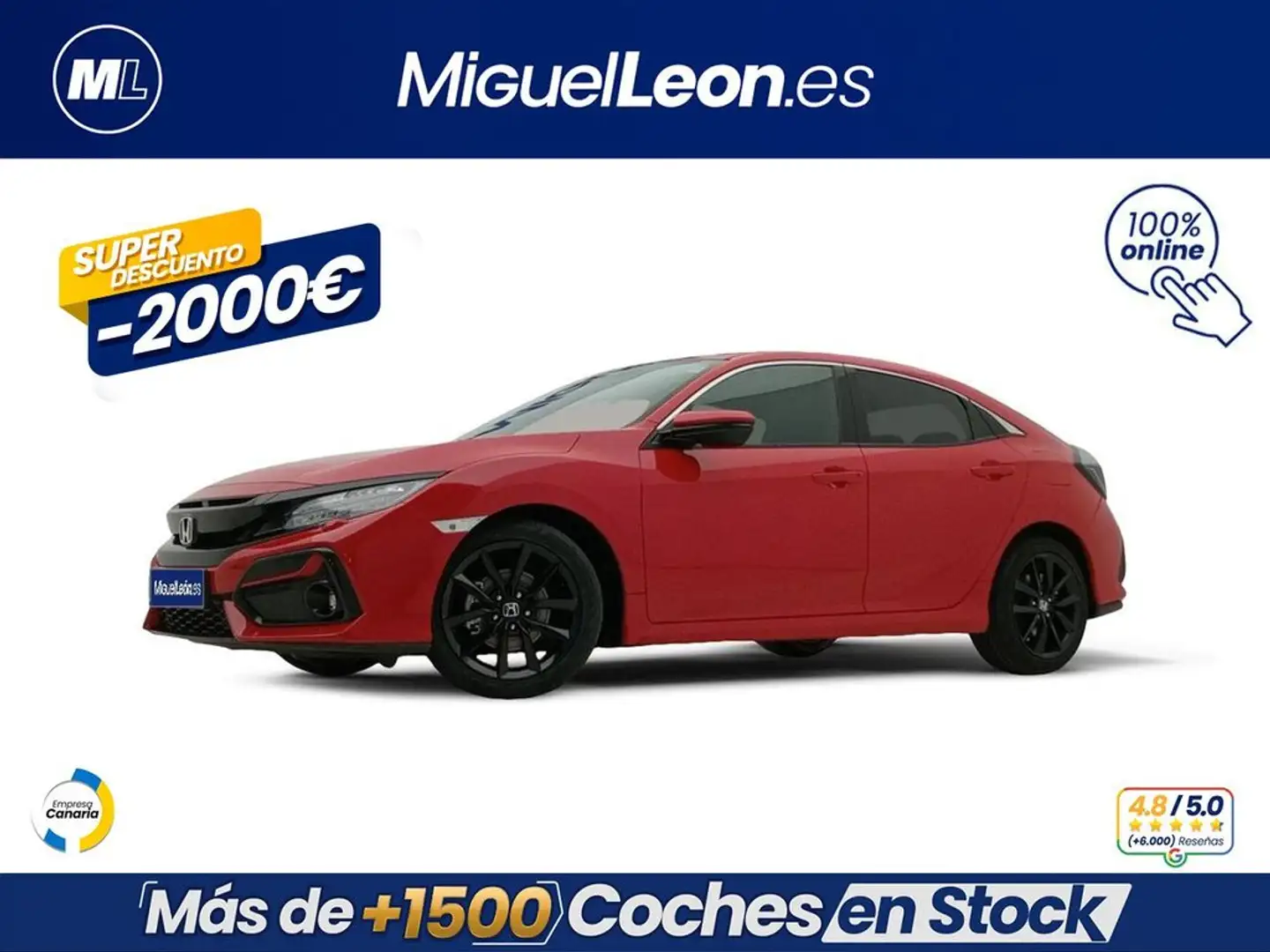 Honda Civic 1.0 VTEC Turbo Elegance Navi Rouge - 1