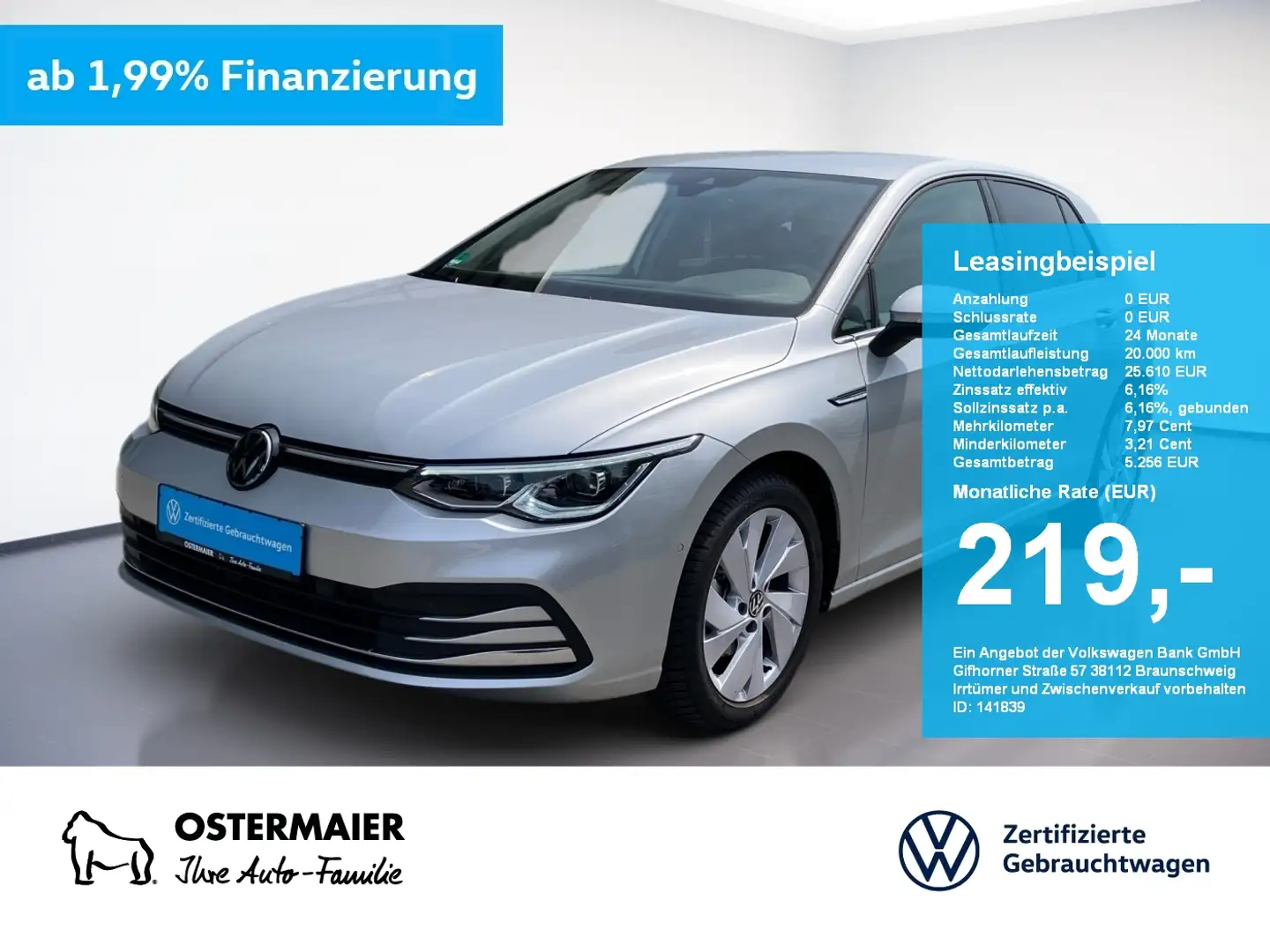 Volkswagen Golf VIII STYLE 1.5TSI 150PS NP.45T STDHZG.NAVI.KAMERA. Argent - 1
