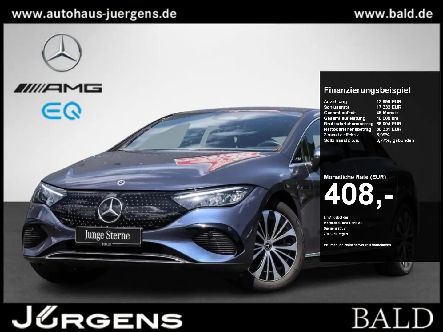 Mercedes-Benz EQE 300 Electric-Art/Wide/LED/AHK/Totw/Memo/19" Niebieski - 1
