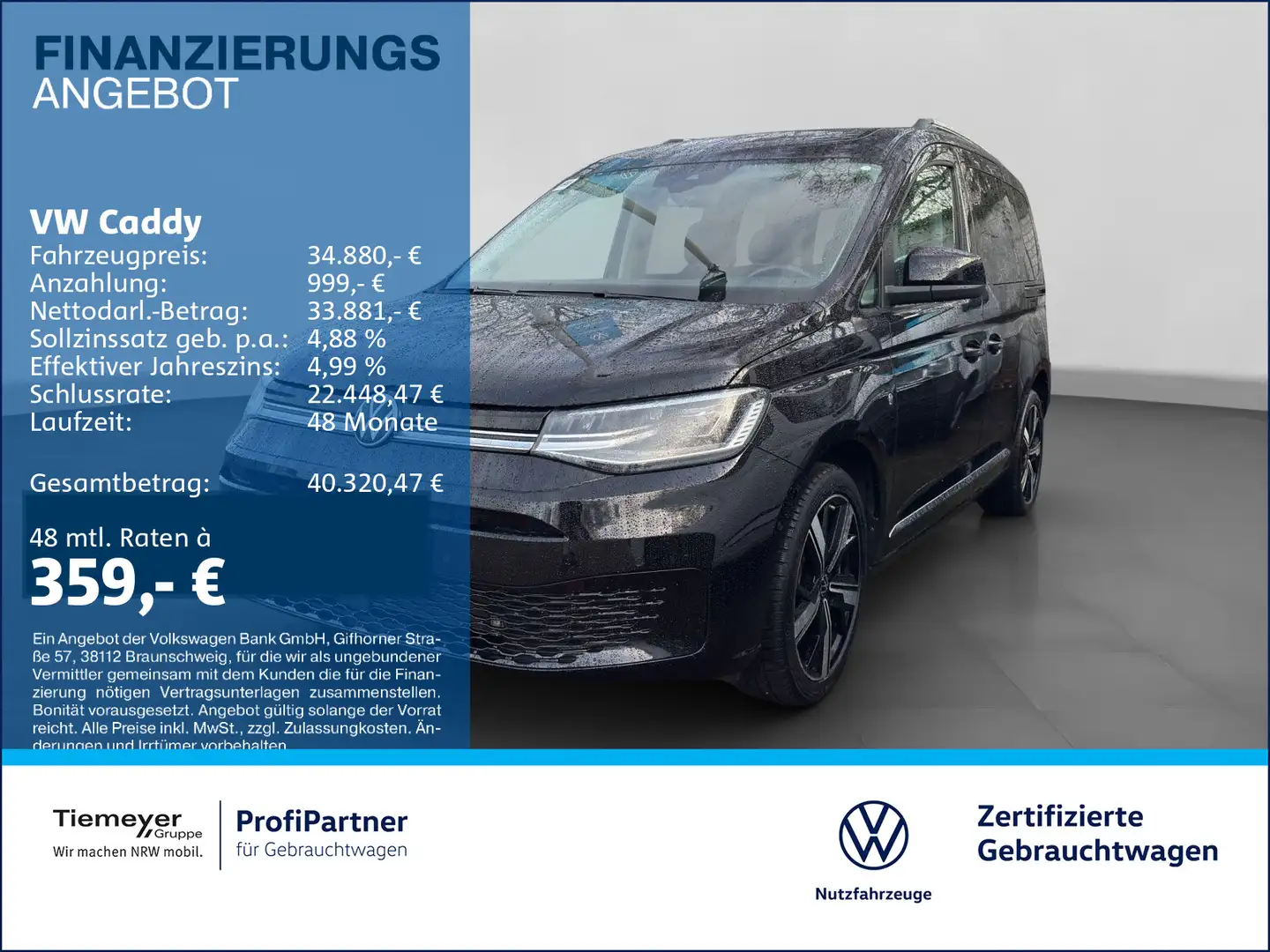 Volkswagen Caddy DSG STYLE STD.HZ LM18 PANO AHK ACC KAMERA Schwarz - 1