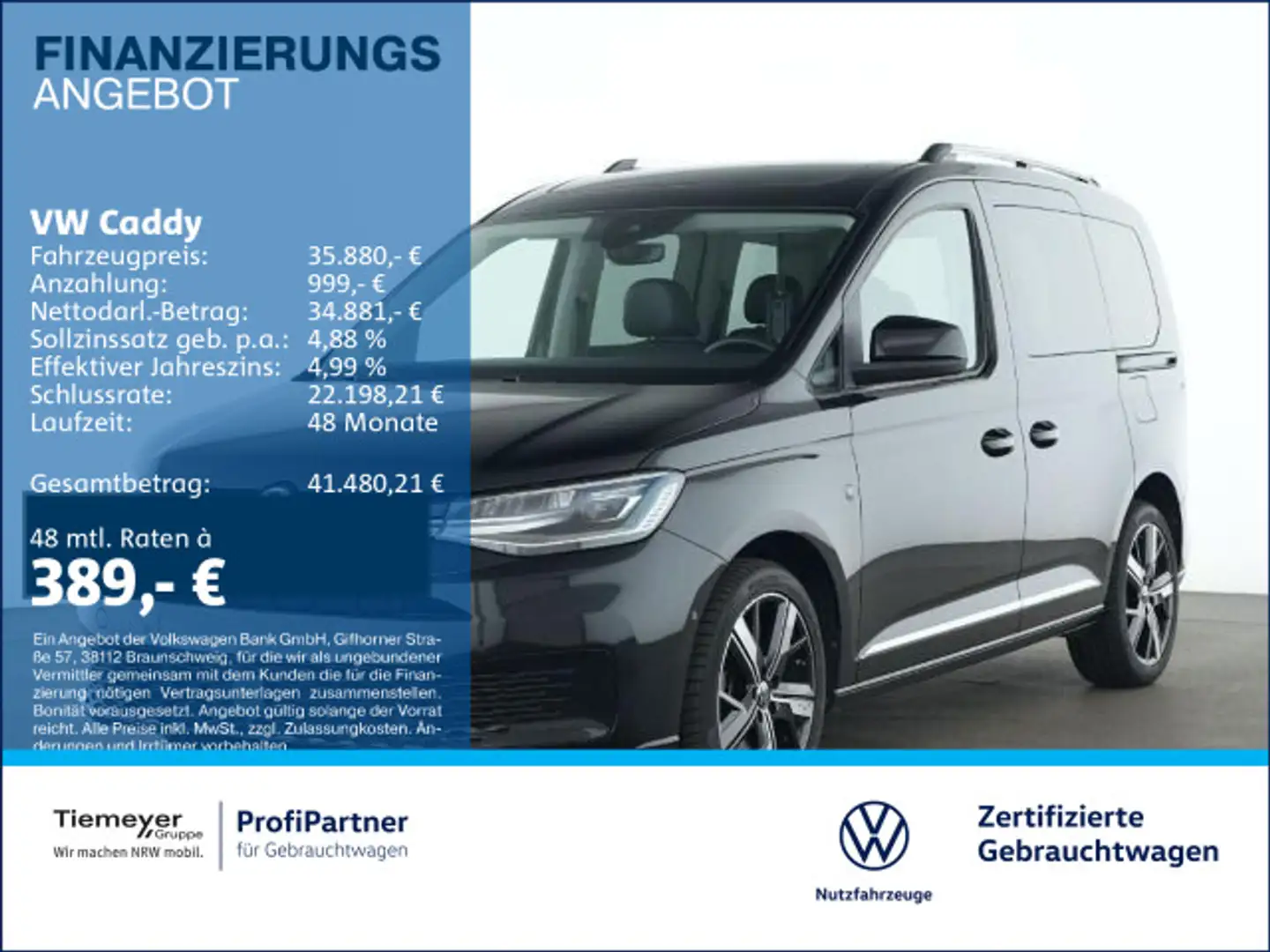 Volkswagen Caddy DSG STYLE STD.HZ LM18 PANO AHK ACC KAMERA Schwarz - 1