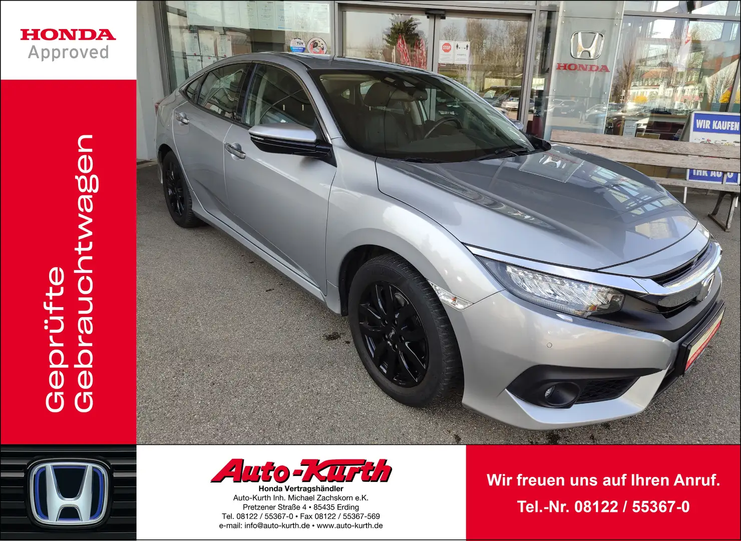 Honda Civic 1.5 i-VTEC Turbo CVT Executive -AT-Leder-Navi-LED Silber - 1