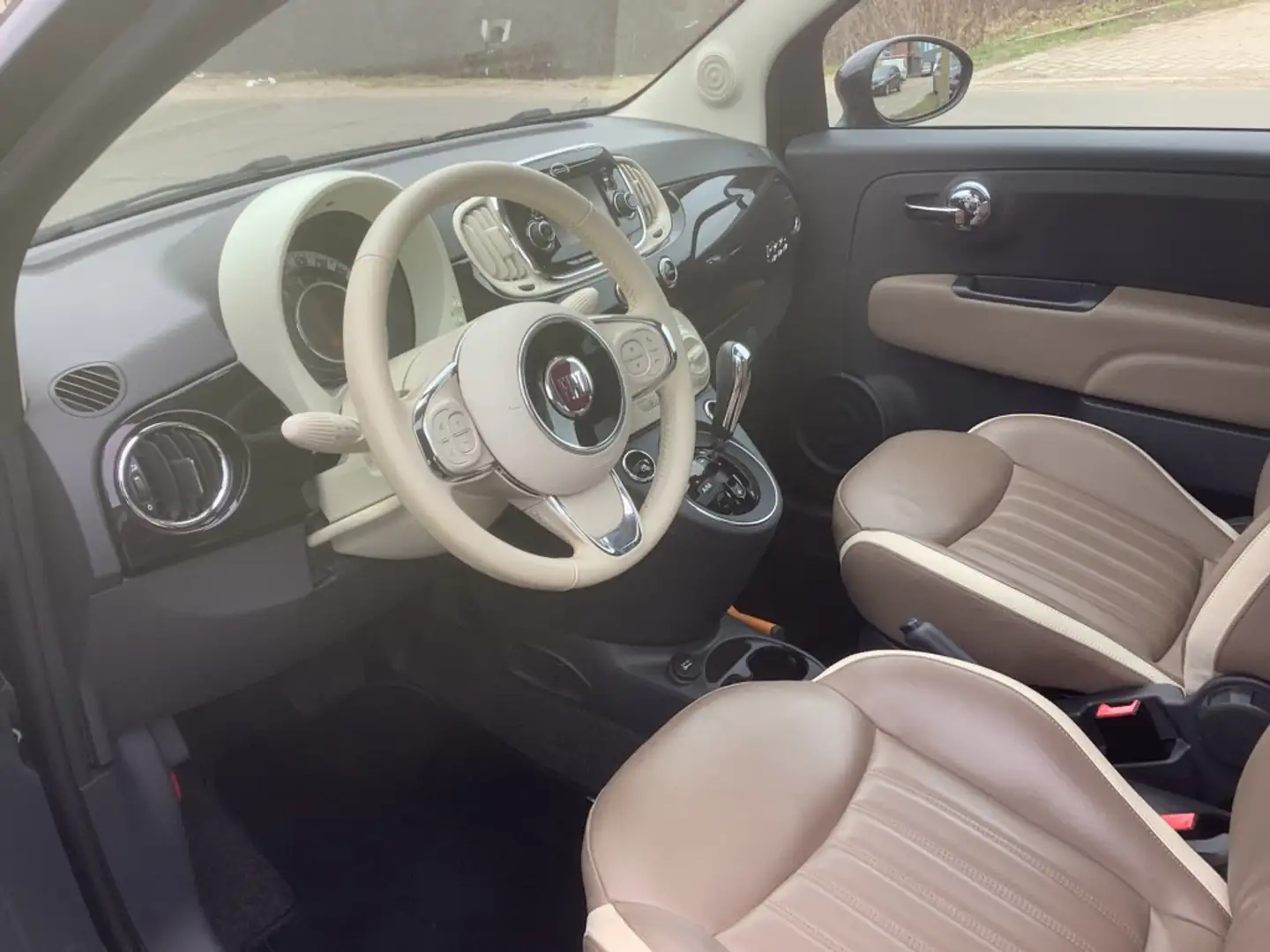 Fiat 500 schuifdak, leer, automaat, lounge turbo Negro - 2