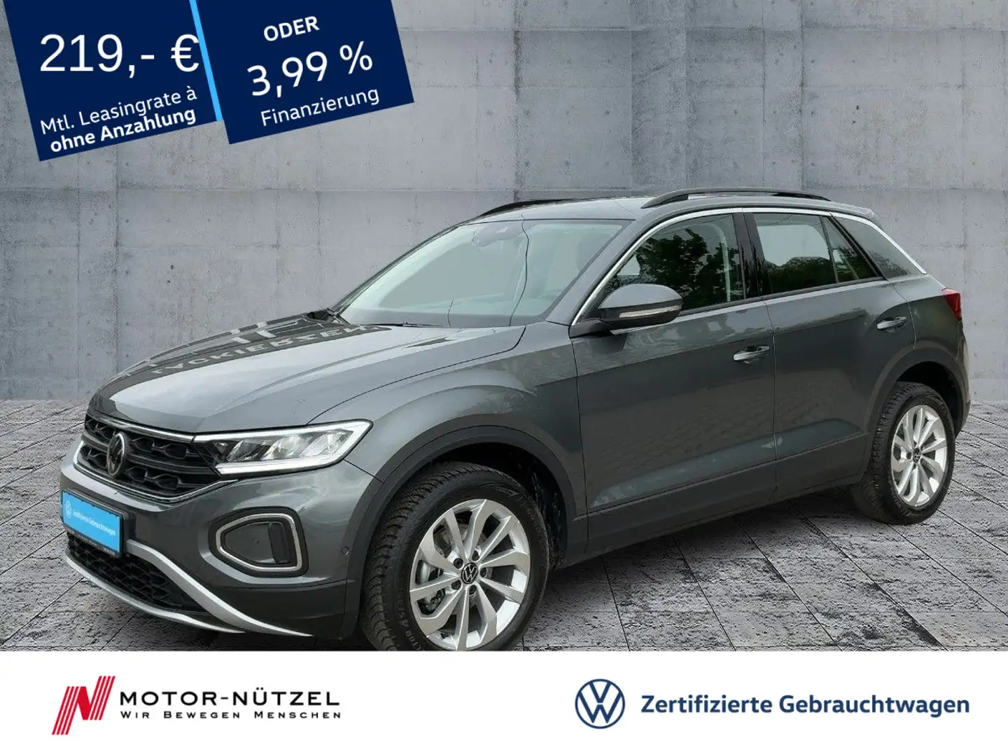 Volkswagen T-Roc 1.0 TSI LIFE 5J.GAR+LED+NAVI+DAB+SHZ+17Z. Grau - 1