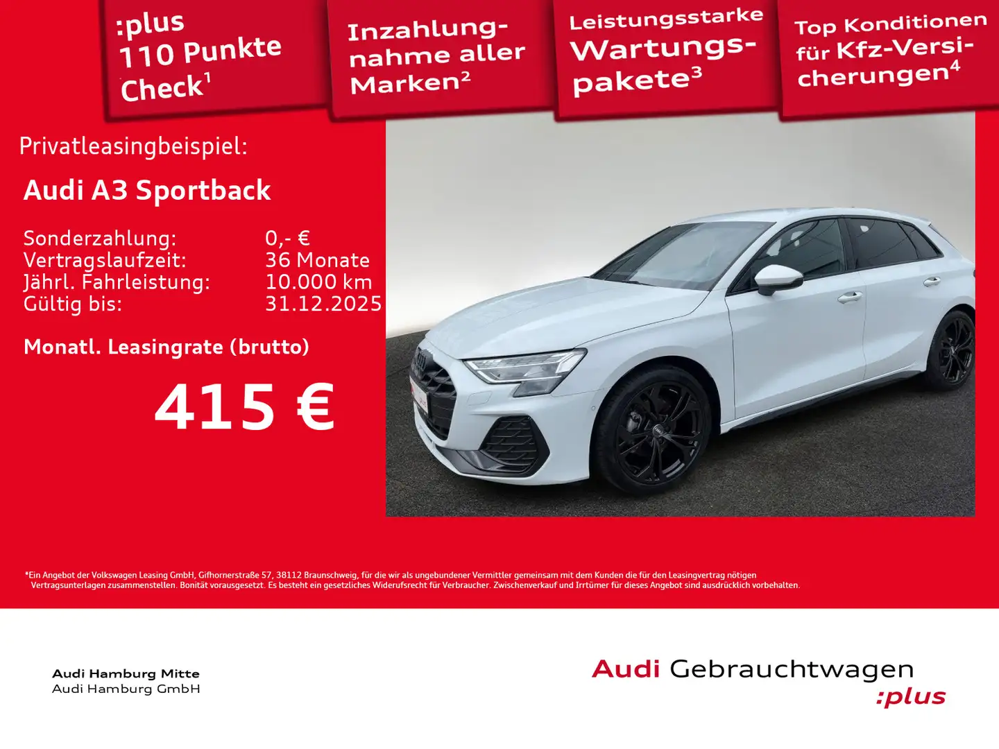 Audi A3 35 TDI S line S tronic Matrix Sonos Weiß - 1