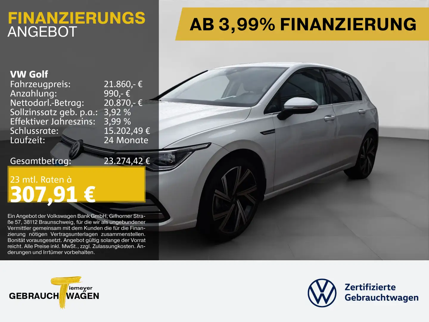 Volkswagen Golf 1.5 eTSI DSG STYLE IQ.LIGHT KAMERA LM18 Weiß - 1