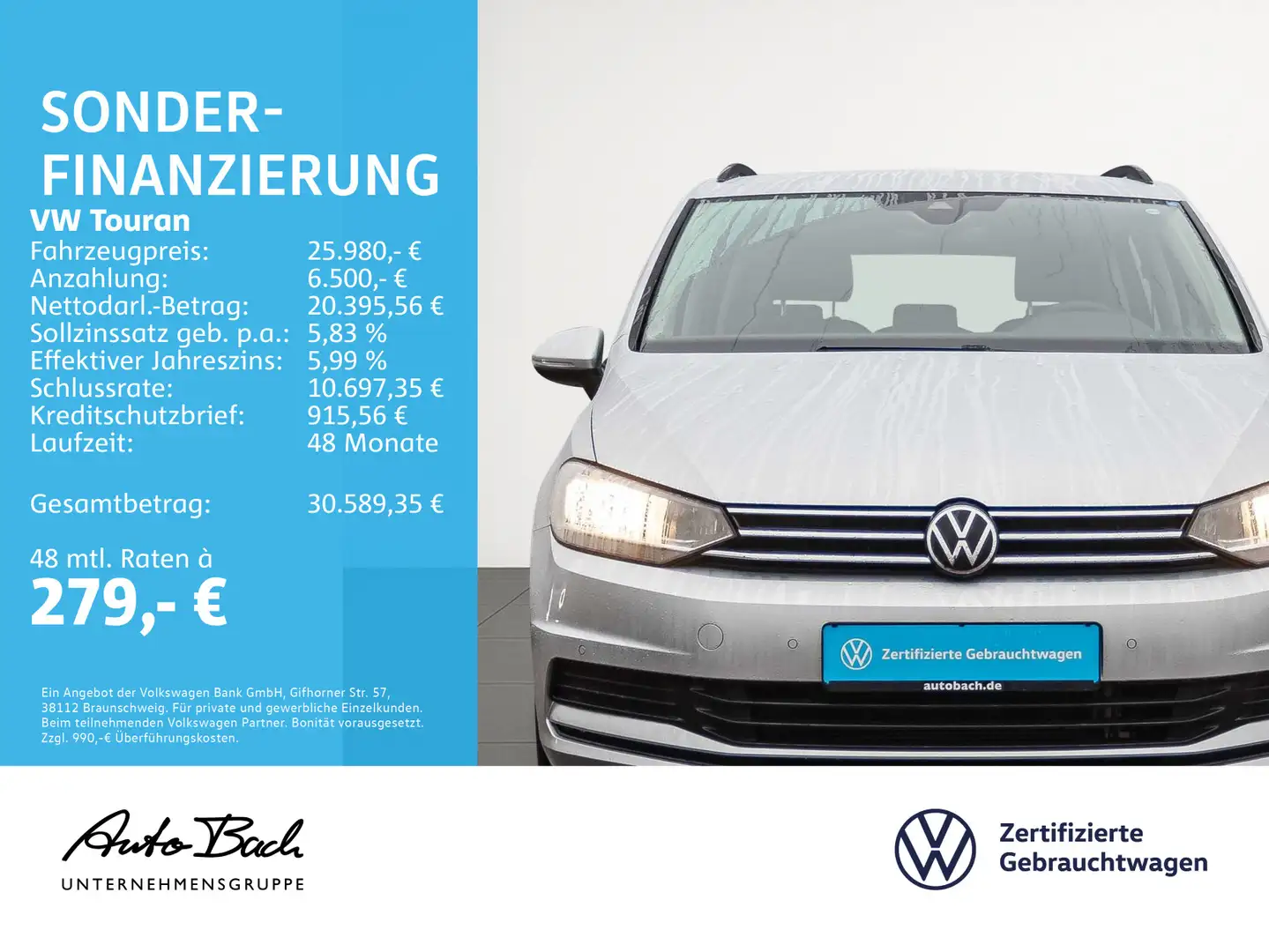 Volkswagen Touran 1.5TSI Comfortline Klimaautomatik ACC EPH Argent - 2