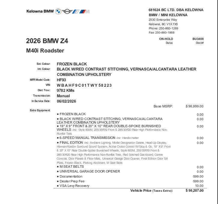 2026 BMW Z4 Roadster
