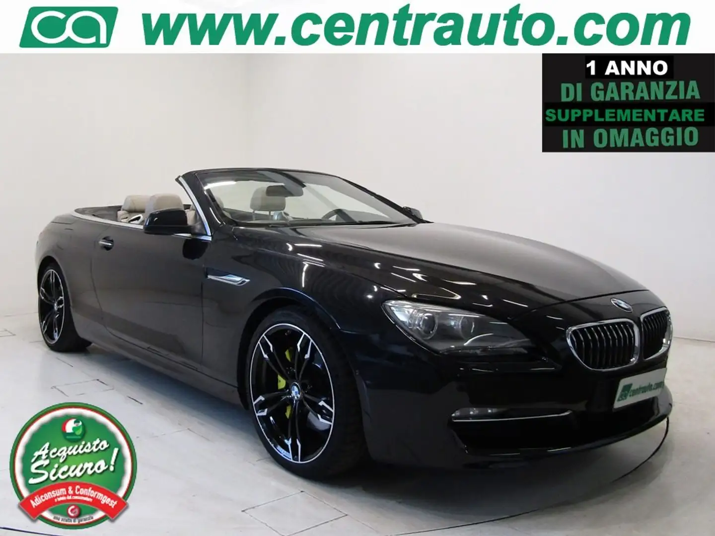 BMW 640 d 3.0 D Cabrio Futura Aut. * PELLE * Nero - 1