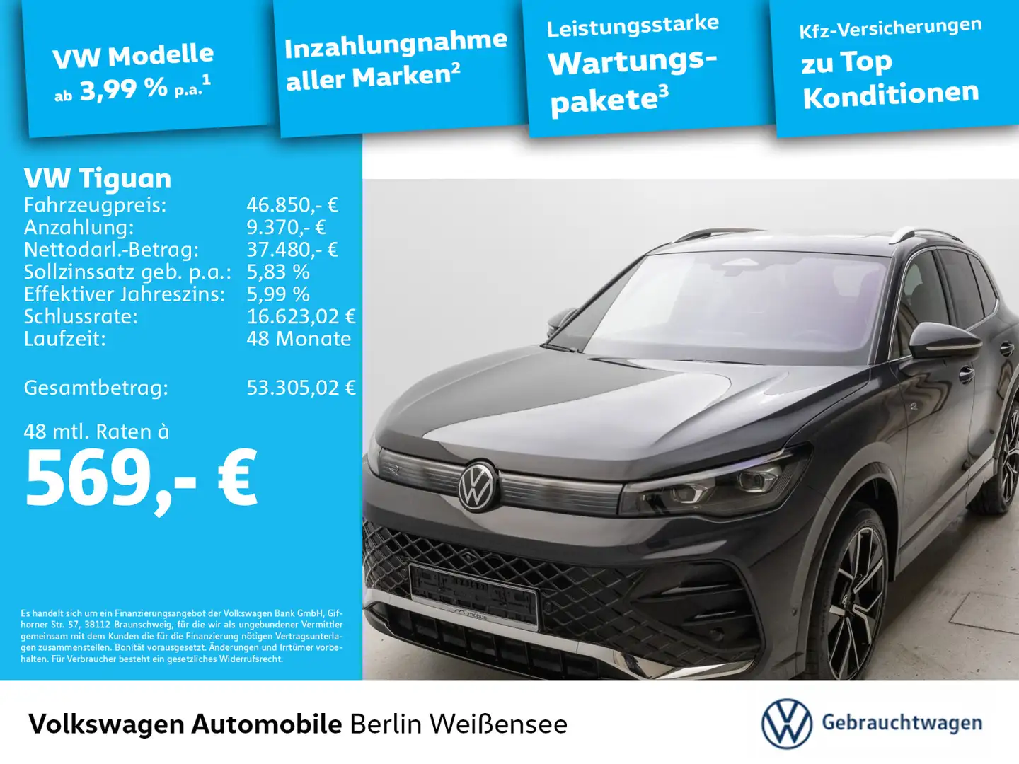 Volkswagen Tiguan R-Line 2.0 TDI 4Motion DSG*PANO*Keyless*I Grau - 1