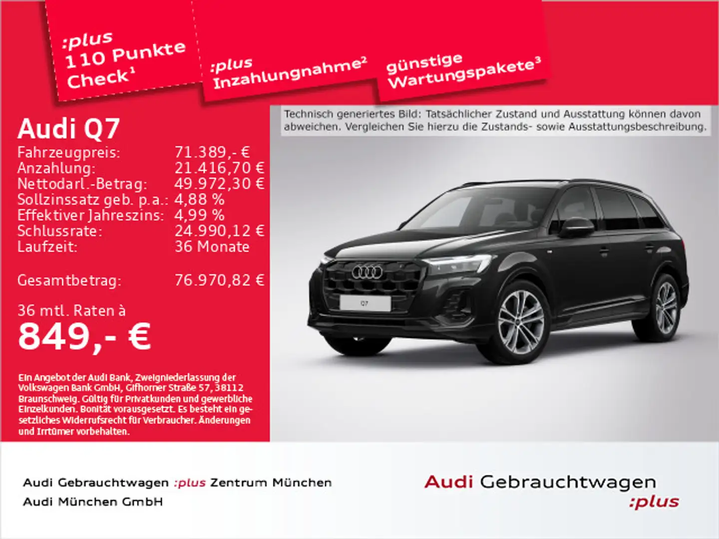 Audi Q7 50 TDI qu. S line 7-Sitzer/Pano/Allradlenkung Schwarz - 1