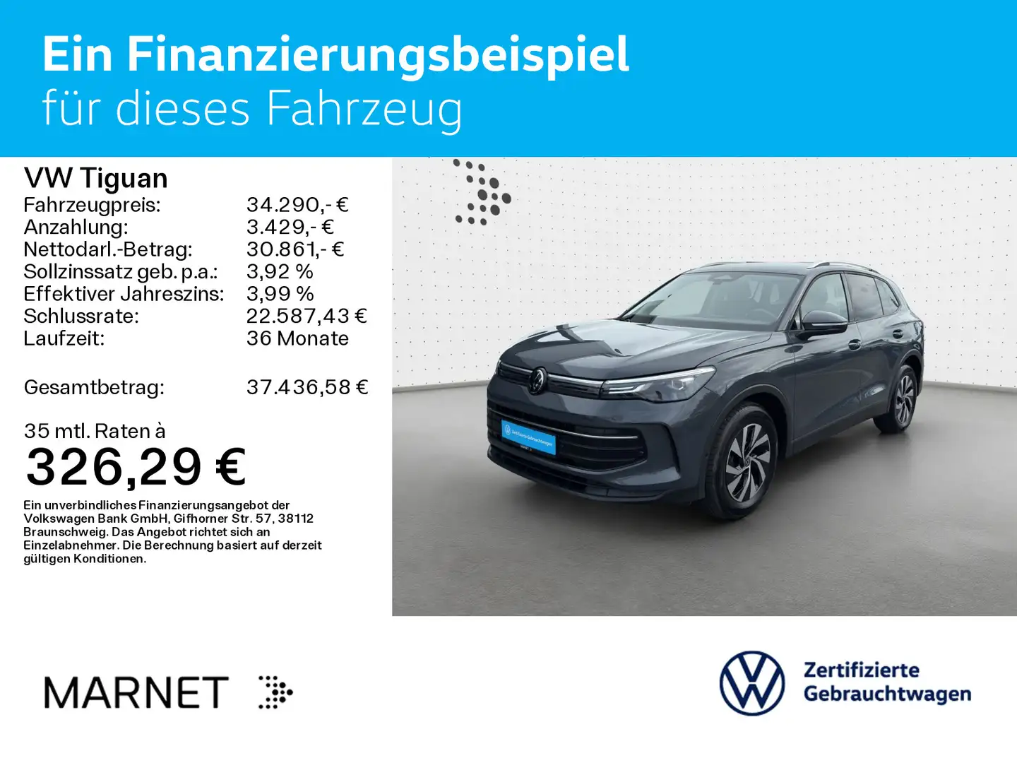 Volkswagen Tiguan 1.5 eTSI DSG LIFE*AHK*LED*KAMERA*PDC*SHZ* Grau - 2