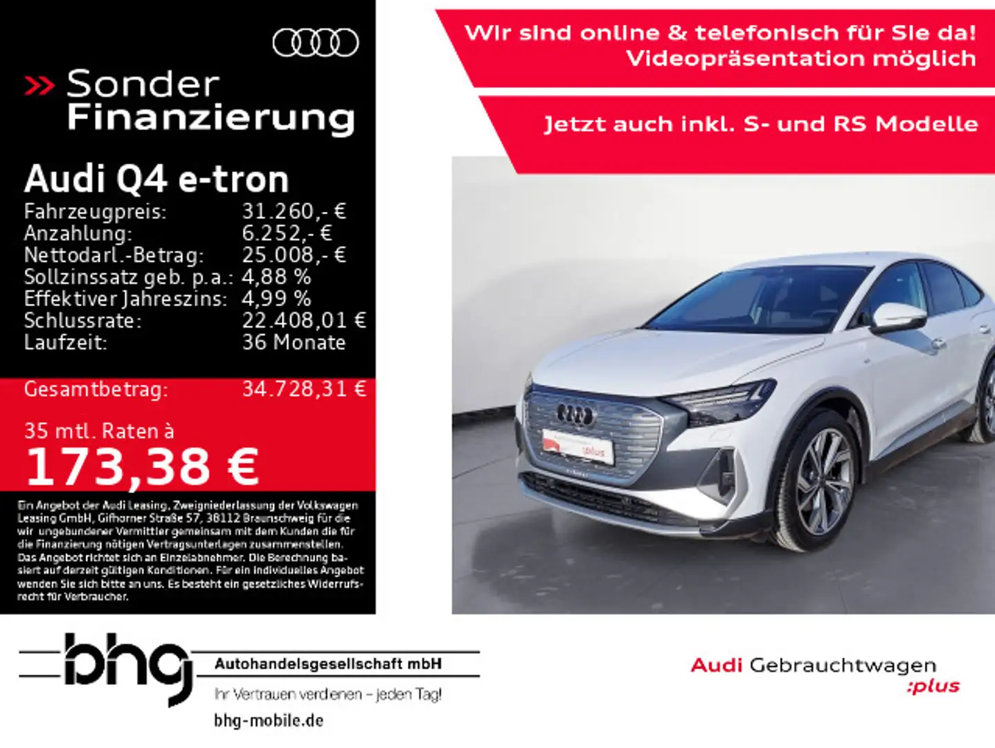 Audi Q4 e-tron Sportback 35 S-Line Matrix e-tron-Lade Weiß - 1