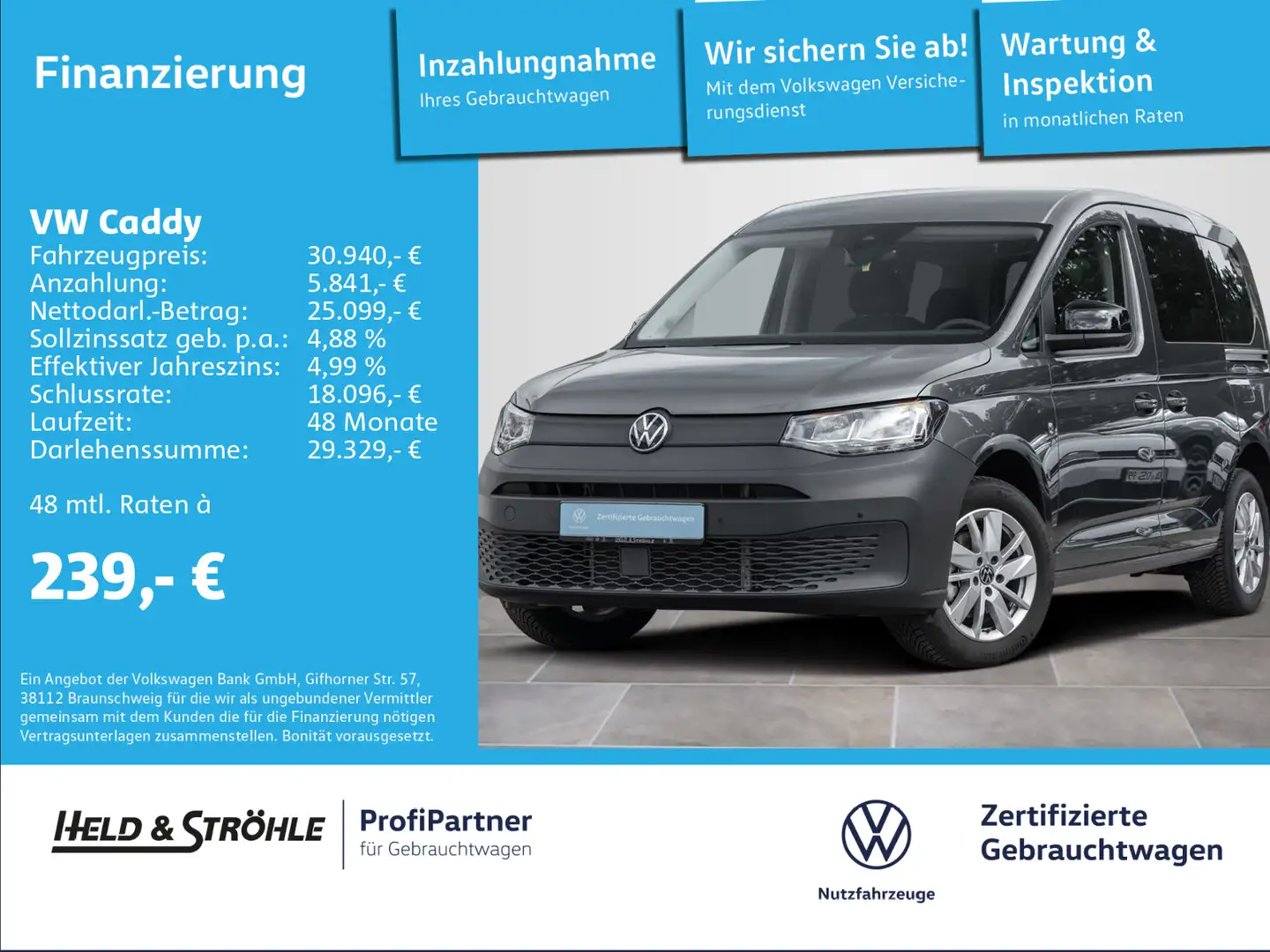 Volkswagen Caddy 2.0 TDI AHK NAV KAM PDC NAV SHZ 5JGARANTIE Grau - 1