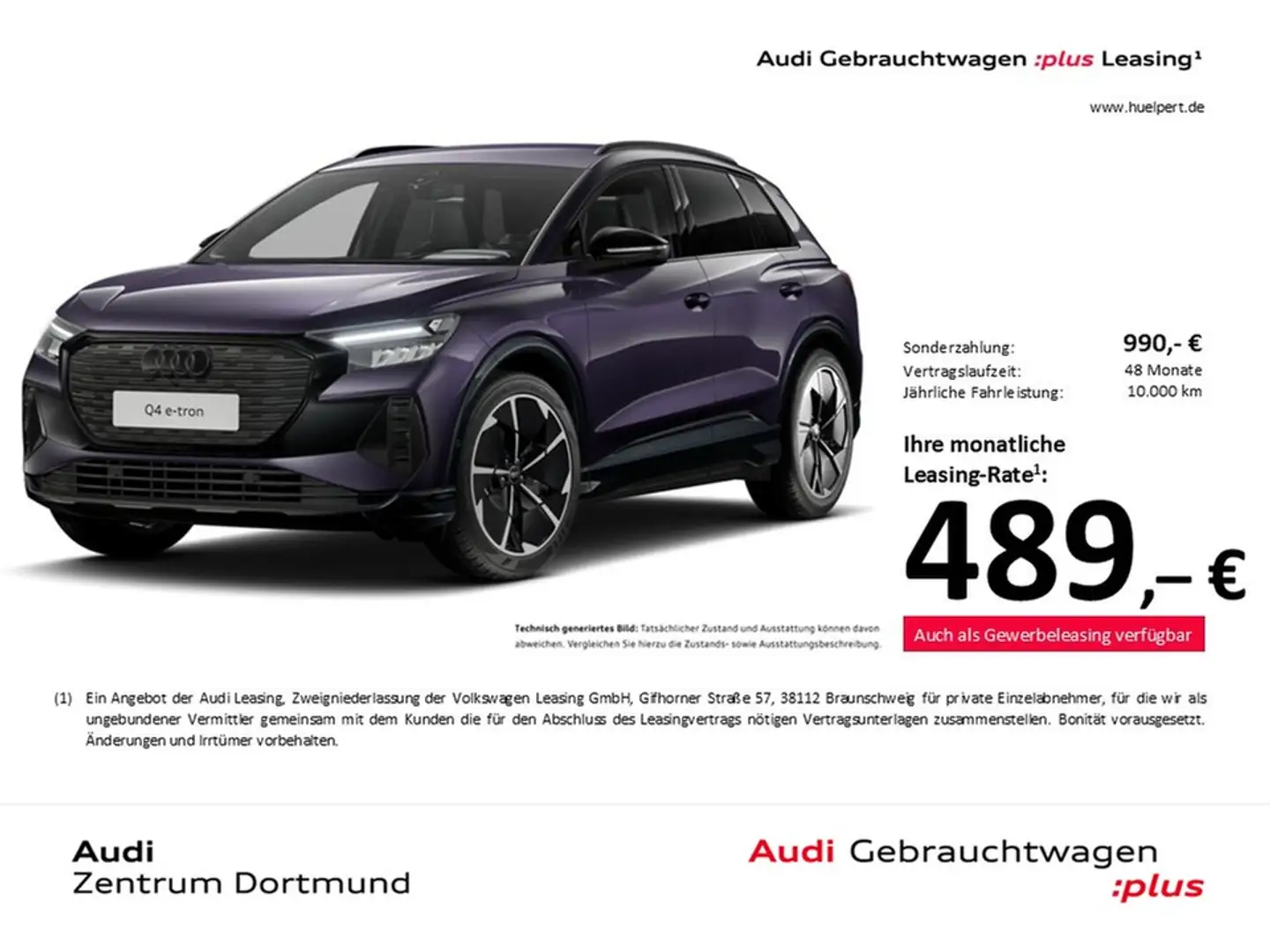 Audi Q4 e-tron 55 quattro S LINE AHK 360°CAM ACC LM21 Violett - 1