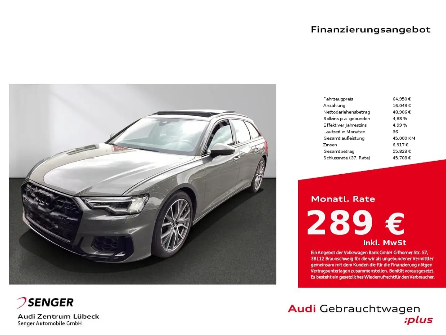 Audi S6 Avant TDI quattro Nav AHK Pano Matrix Luft Grau - 1