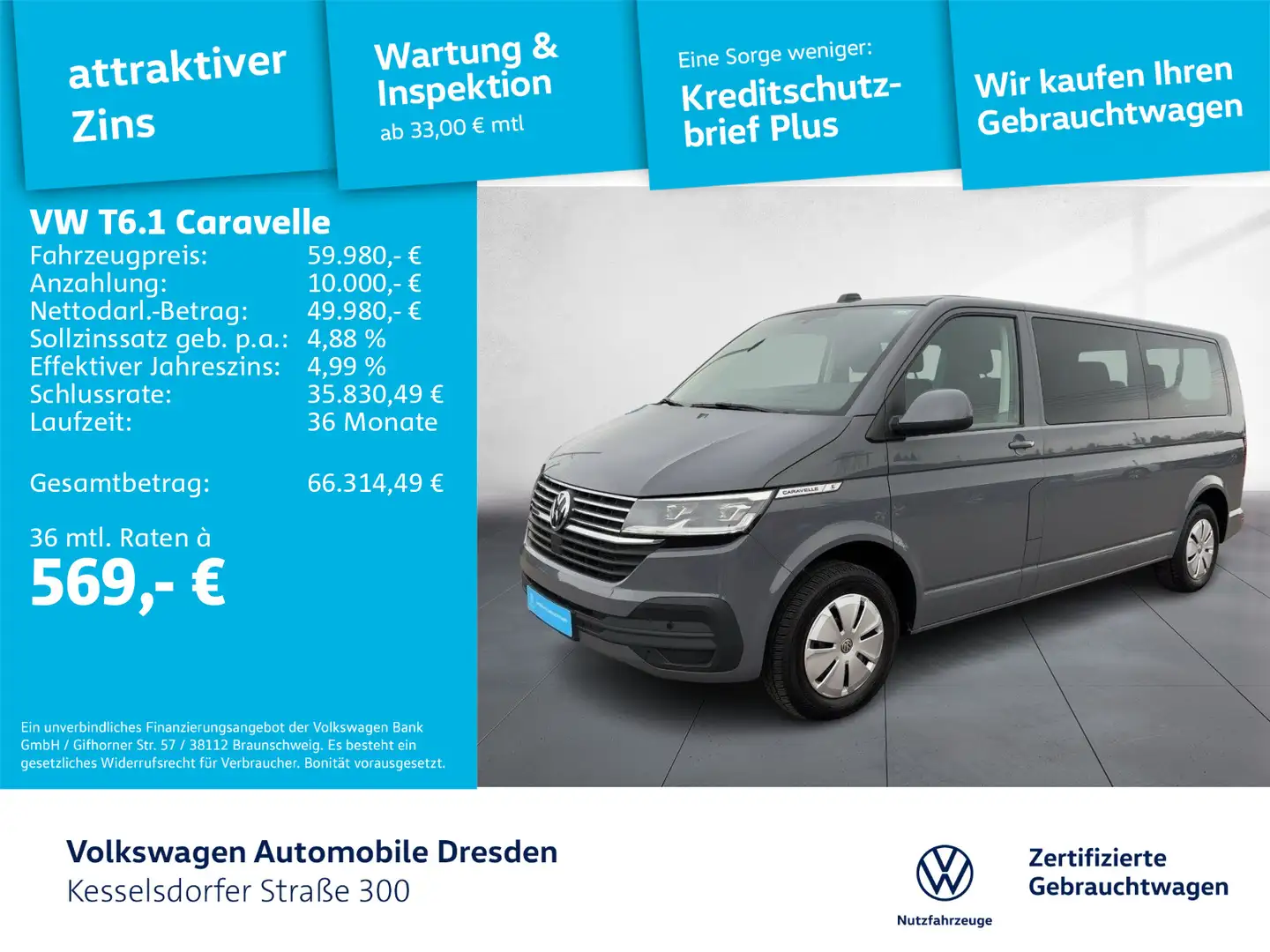 Volkswagen T6.1 Caravelle 2.0 TDI DSG Comfortline Kamera LE Grau - 1