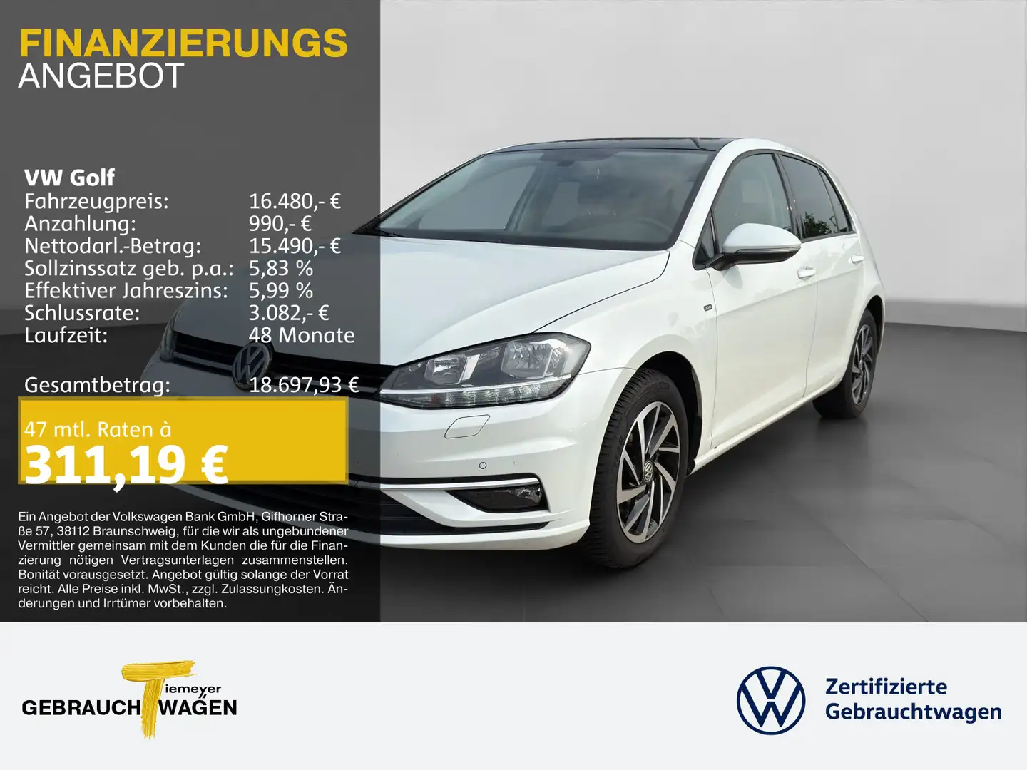 Volkswagen Golf 1.5 TSI JOIN NAVI PANO Blanc - 1
