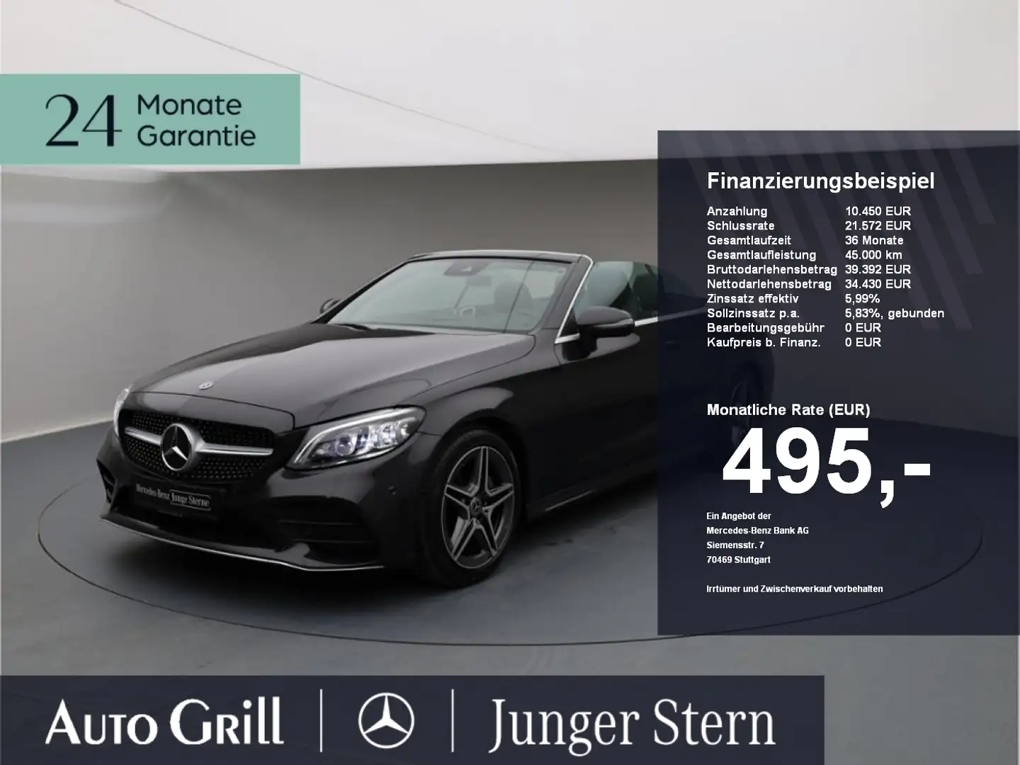 Mercedes-Benz C 200 Cabrio AMG MBUX Multibeam Totw.HighEnd RFK Grau - 1