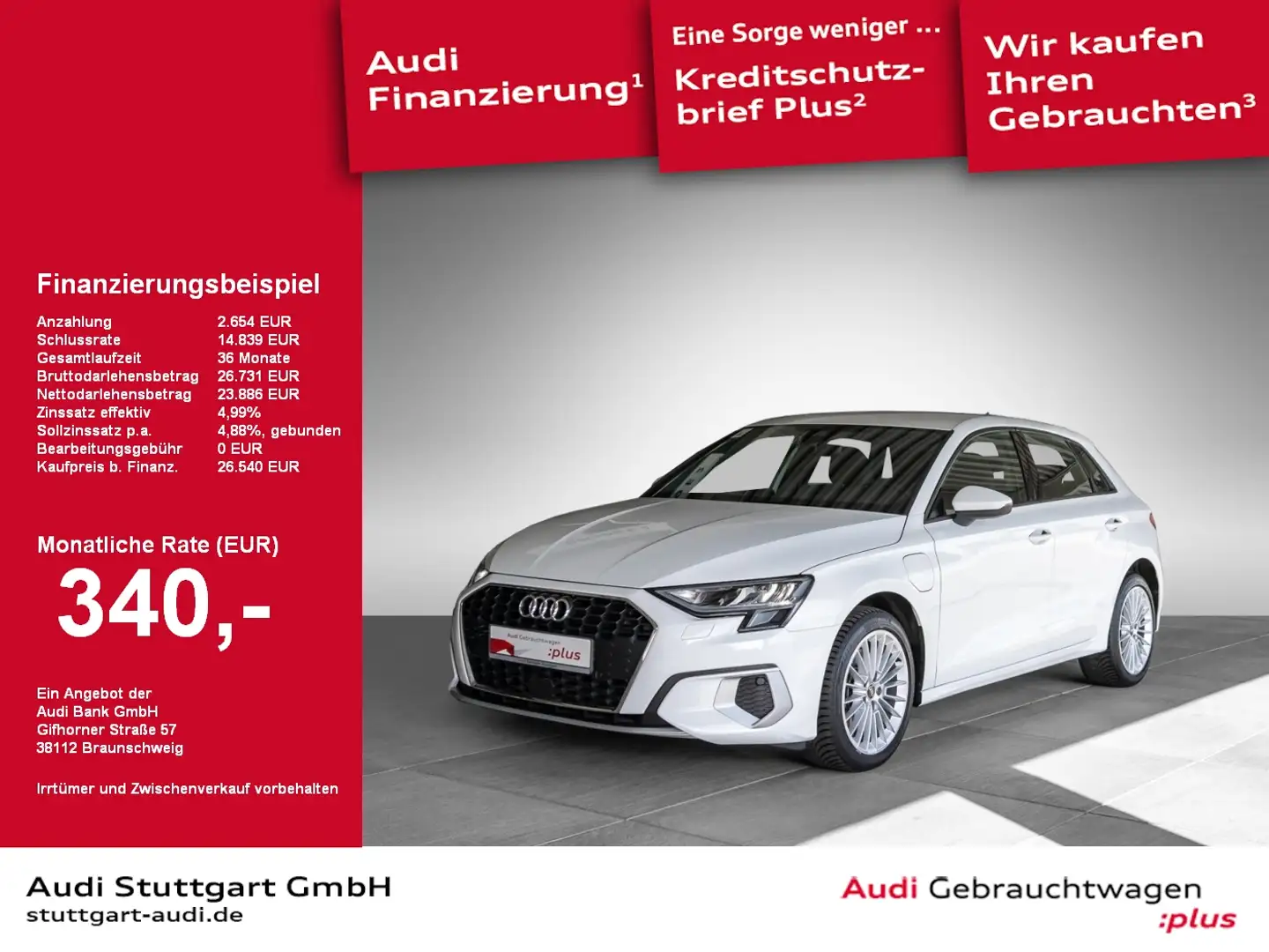 Audi A3 Sportback 40 TFSI e advanced LED Keyless virtC Weiß - 1