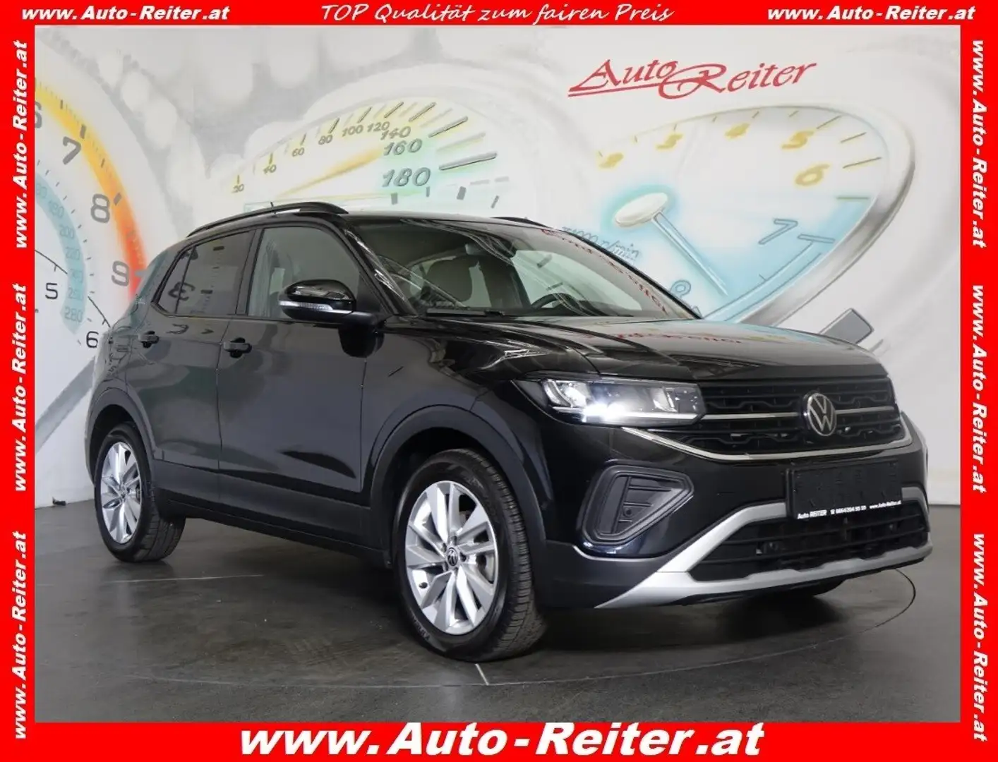 Volkswagen T-Cross 1,0 TSI Life DSG *ACC, LED, NAVI, TEILLEDER* Schwarz - 1