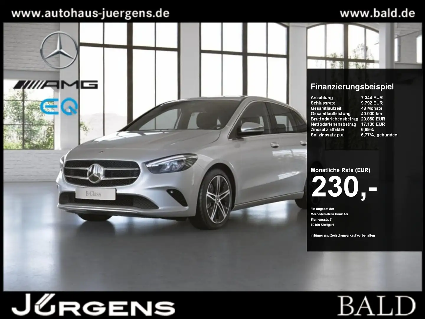 Mercedes-Benz B 220 4M Progressive/LED/Kamera/Keyl/EASY-P/SHZ Silber - 1