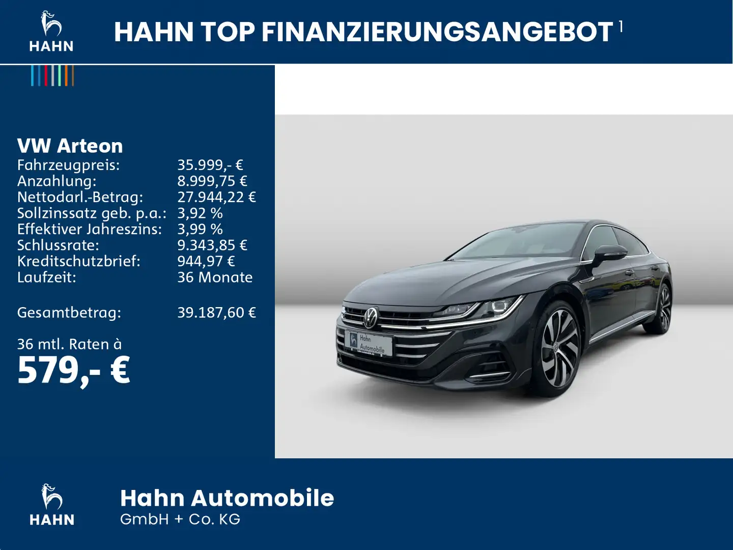 Volkswagen Arteon 2.0TDI DSG 4Mo R-Line LED AHK DCC Standh Grau - 2