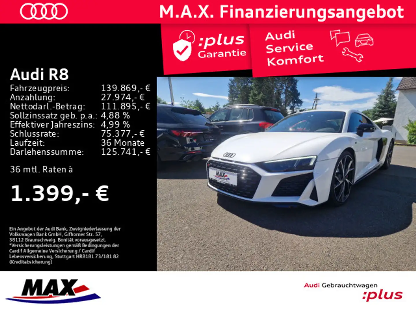 Audi R8 COUPE V10 PERFORMANCE LED+KAMERA+OPTIK+LEDER+ Weiß - 1