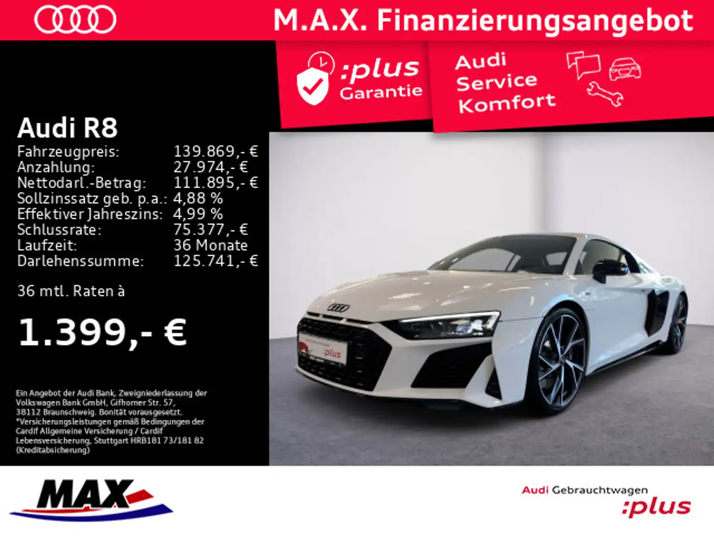 Audi R8 COUPE V10 PERFORMANCE LED+KAMERA+OPTIK+LEDER+ Weiß - 1