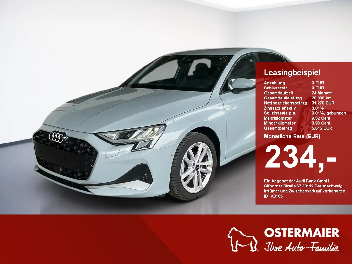 Audi A3 Limousine ADVANCED 30 TFSI 116PS S-TRONIC ACC.NAVI Grau - 1