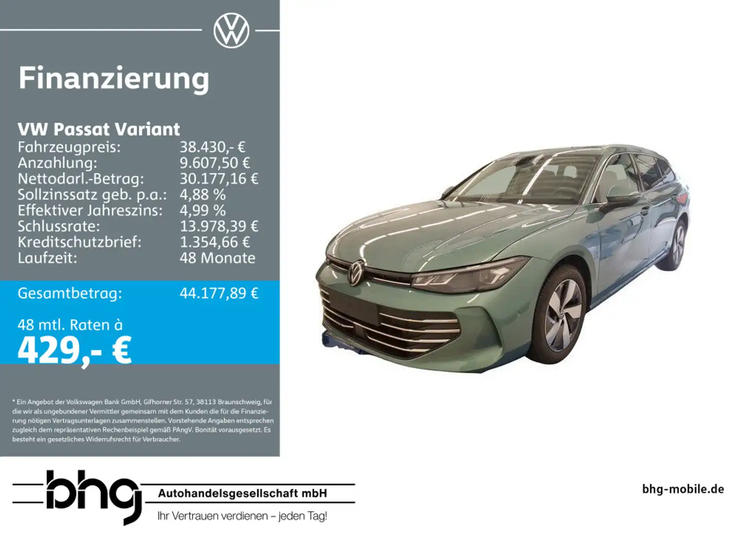 Volkswagen Passat Variant 1.5 e-TSI DSG Business Anhängevor Grün - 1