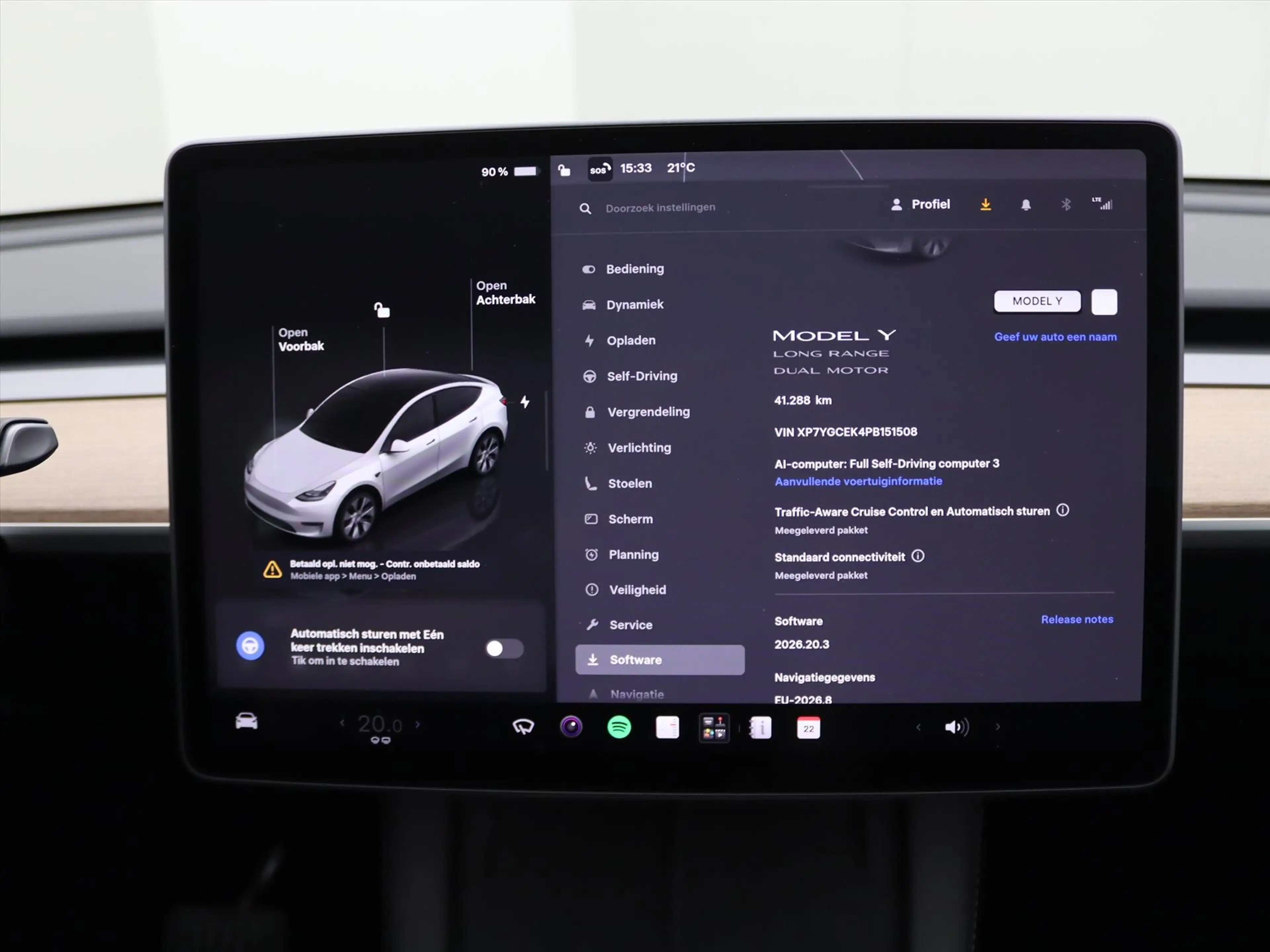 Tesla Model Y Long Range RWD 75kWh 299pk 94.5% SoH [ AMD RYZEN+A — photo 32
